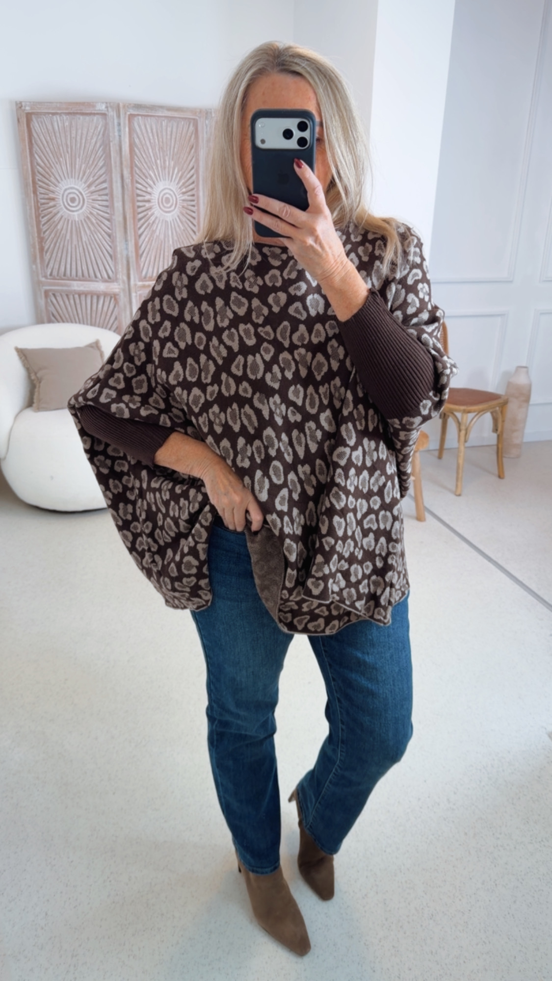 LÄSSIGER LEO-STRICKPULLOVER DAVINA Fledermaus-Schnitt 34-48 Made in Italy