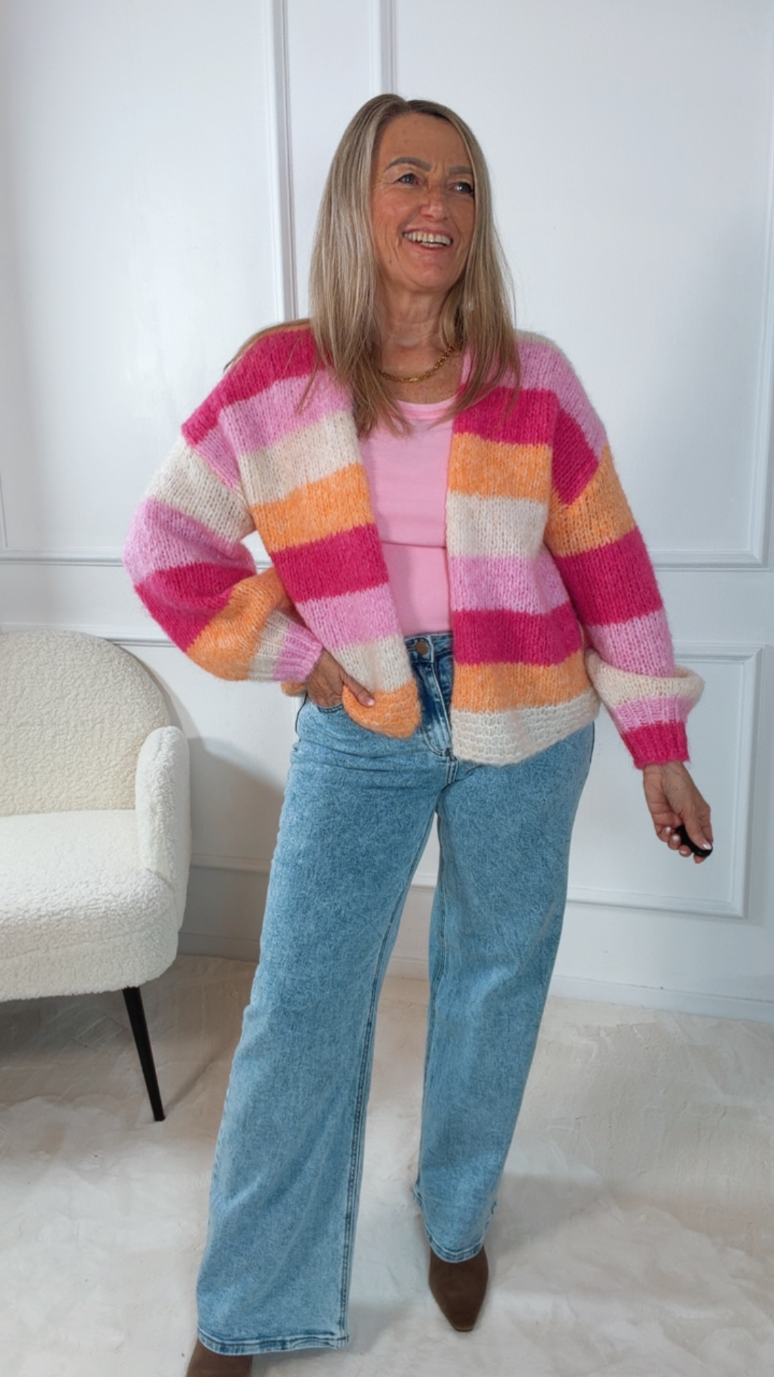 CUDDLE STRIPE CARDIGAN ELLA Italy Style 34-42