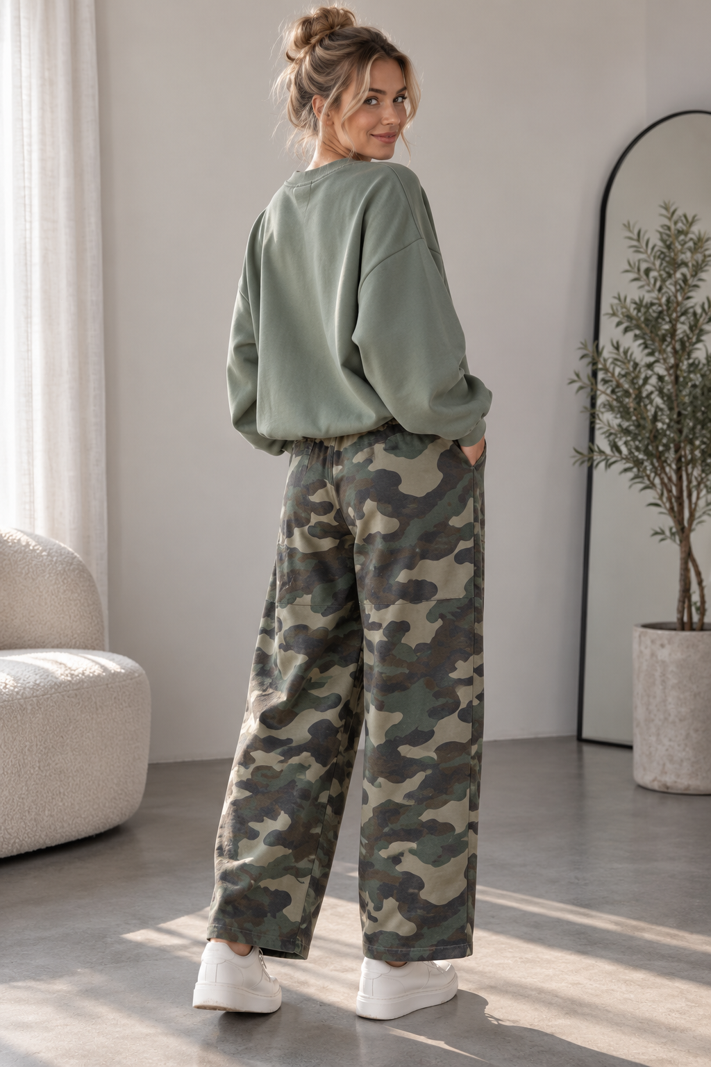 Ballon-Jogpant Amaris CAMOULFAGE HO0124 – lässige Basic Pants für jeden Tag Made in Italy 34-42/44