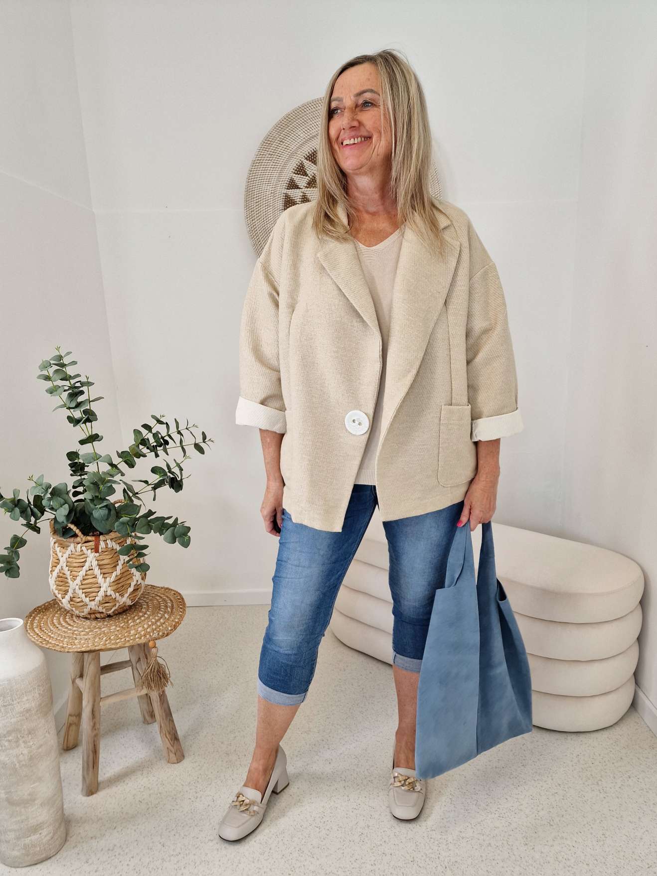 BLAZER RENE BEIGE 34-42/44 Made in Italy Oversize Anzug Jacke BLAZER RENE BEIGE 34-42/44 Made in Italy Oversize Anzug Jacke