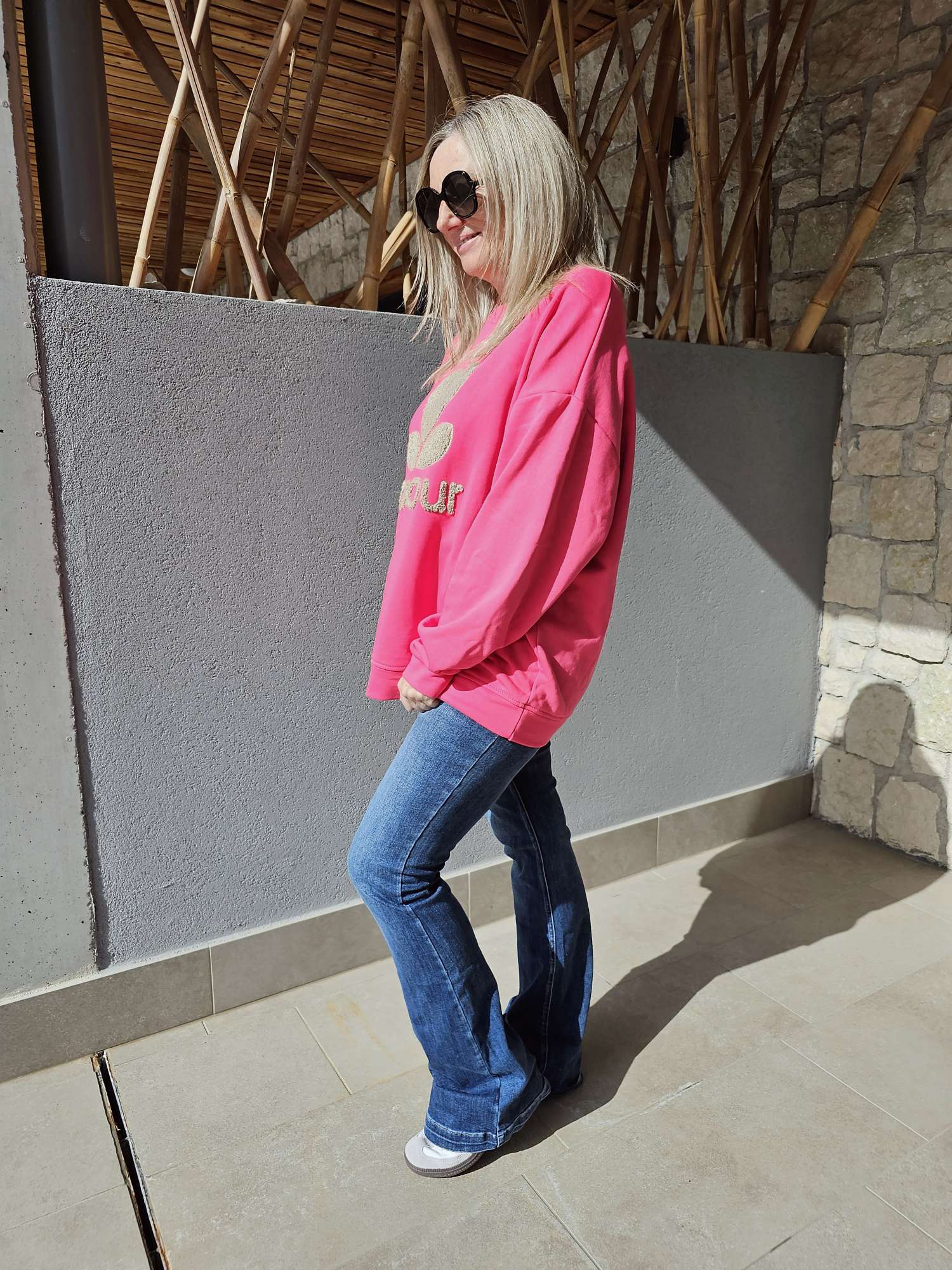 BASIC SWEATER AMOUR geflockt Made in Italy 34 - 42 BASIC SWEATER AMOUR geflockt Made in Italy 34 - 42