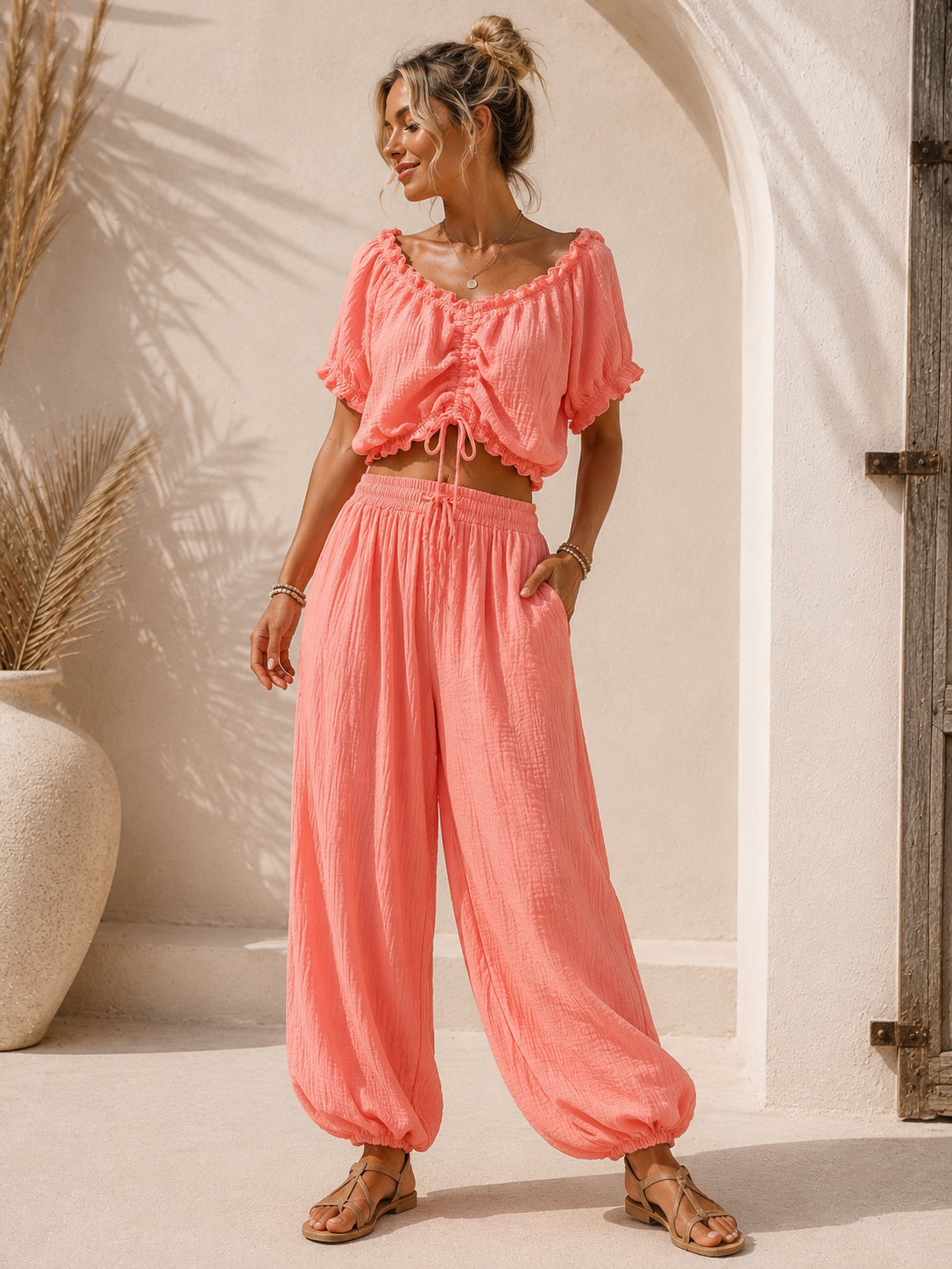 Bluse Cropped Musselin Savanna UNI Made in Italy 34-40/42