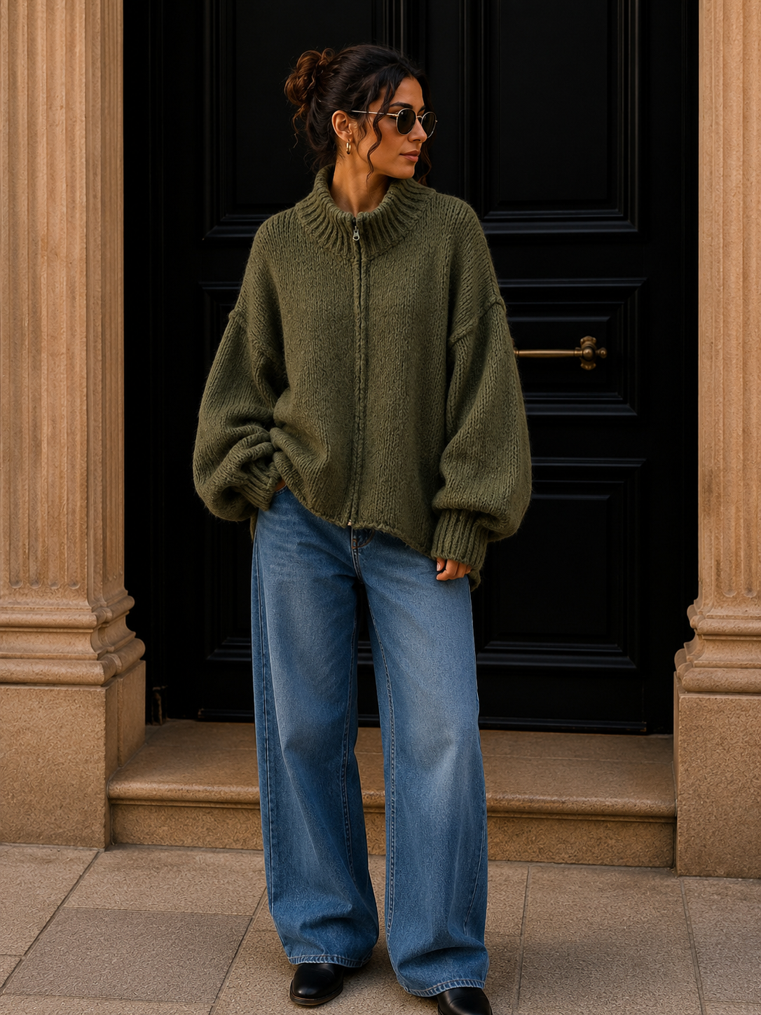 Strickjacke mit Reißverschluss I SJ0043 I Made in Italy 34-46