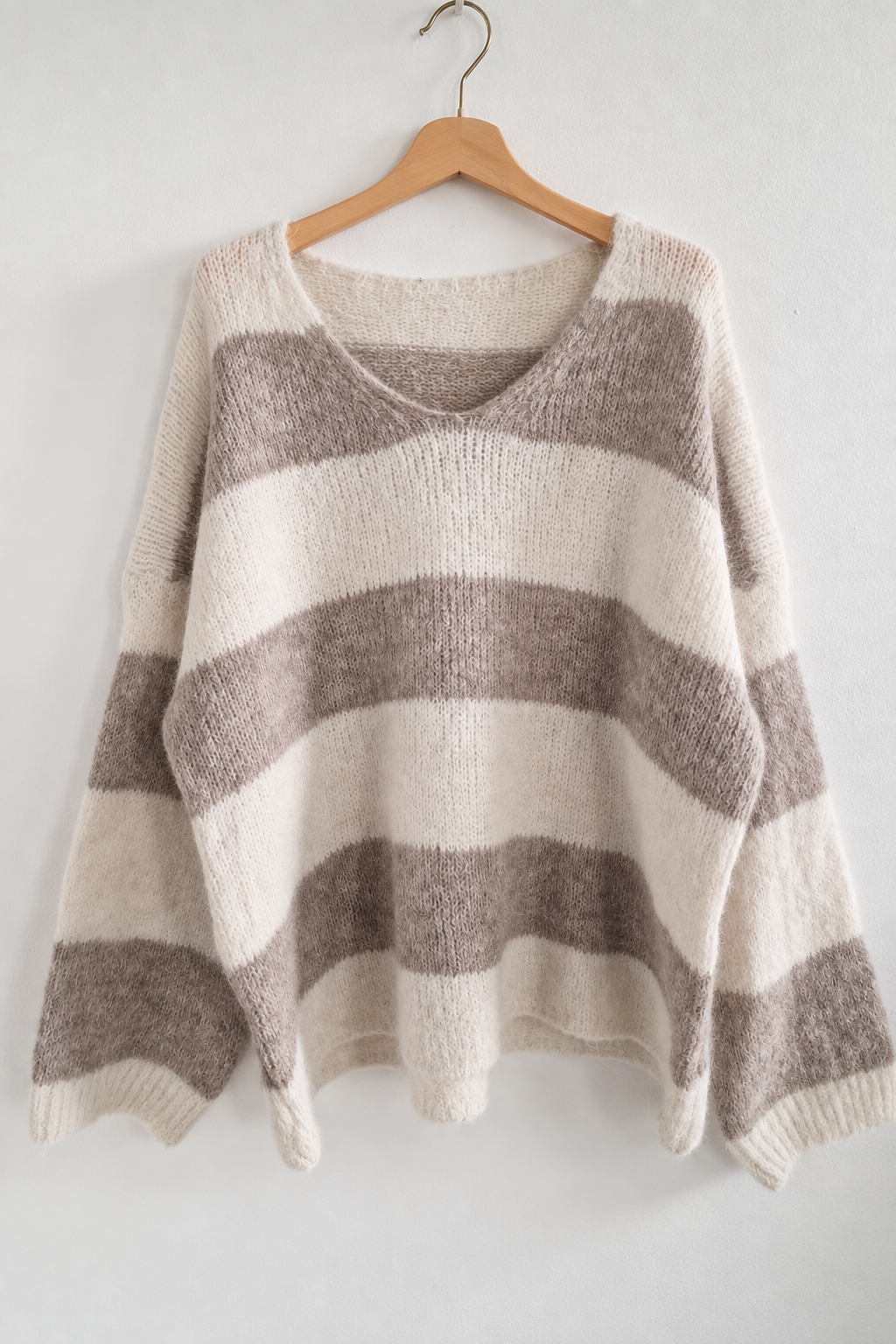 Kuscheliger Streifen-Strickpullover mit Alpaka SP0090 Made in Italy | bis ca. Gr. 44