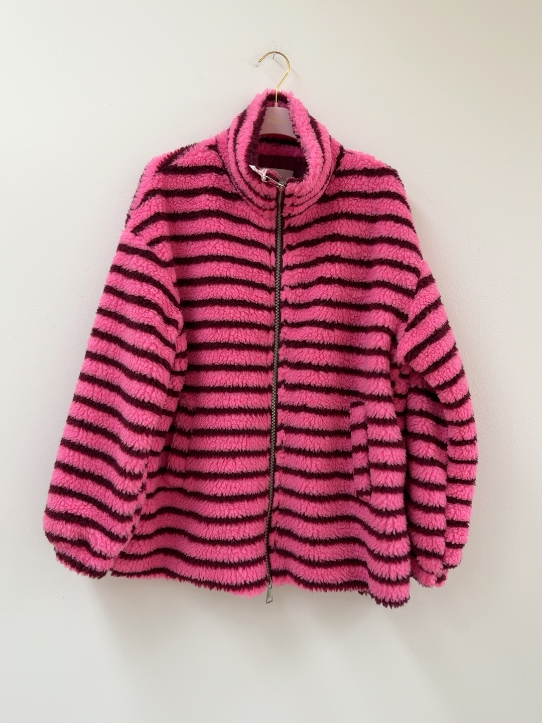 Kuschelige Teddyjacke mit Streifen I TJ0068 I Made in Italy 34-40/42