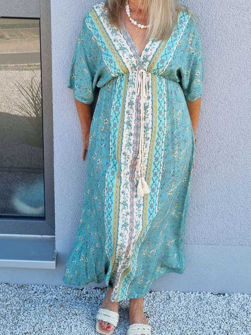 FLORAL MAXI DRESS VIVI MINT GRÜN 34-42 Made in Italy langes Sommer Kleid FLOWERS Blumen Boho FLORAL MAXI DRESS VIVI MINT GRÜN 34-42 Made in Italy langes Sommer Kleid FLOWERS Blumen Boho