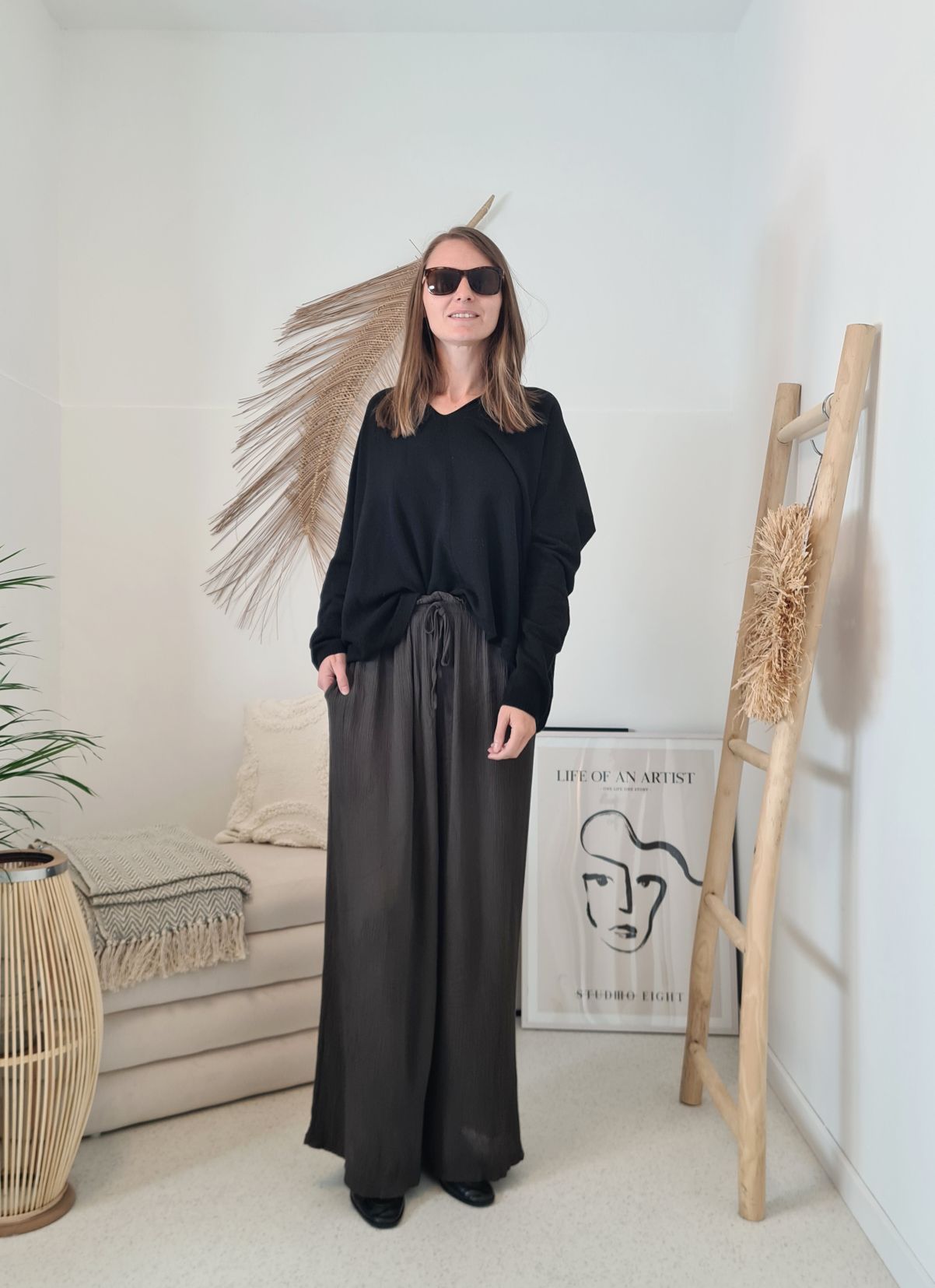 EDLE HOSE INESSA DUNKELBRAUN Viskose Hose Made in Italy Palazzohose PANT Musselin Art 34-40 EDLE HOSE INESSA DUNKELBRAUN Viskose Hose Made in Italy Palazzohose PANT Musselin Art 34-40