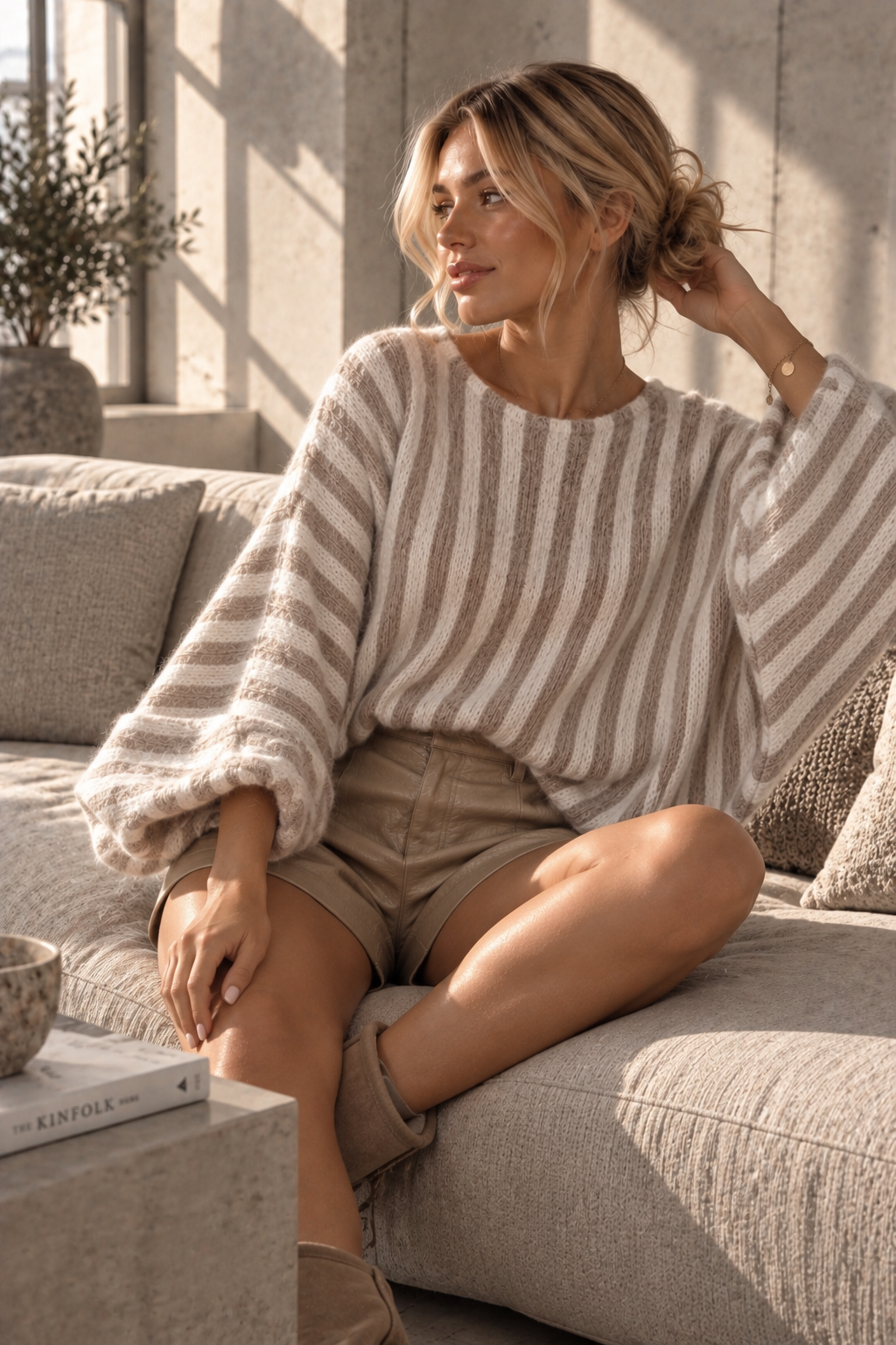 H00119 Oversize Fledermaus-Strickpullover mit Alpaka I 34-46/48 I Made in Italy