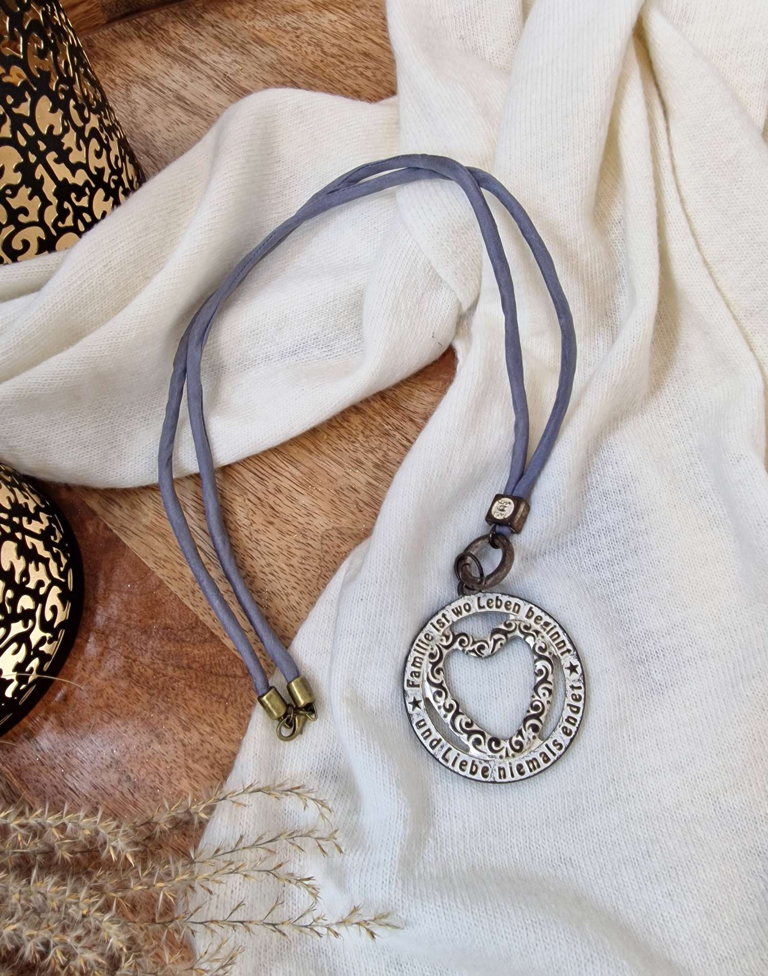 NECKLACE FAMILY SAHARA lange Wechselkette Seide GREY Halskette Kette Amulett NECKLACE FAMILY SAHARA lange Wechselkette Seide GREY Halskette Kette Amulett