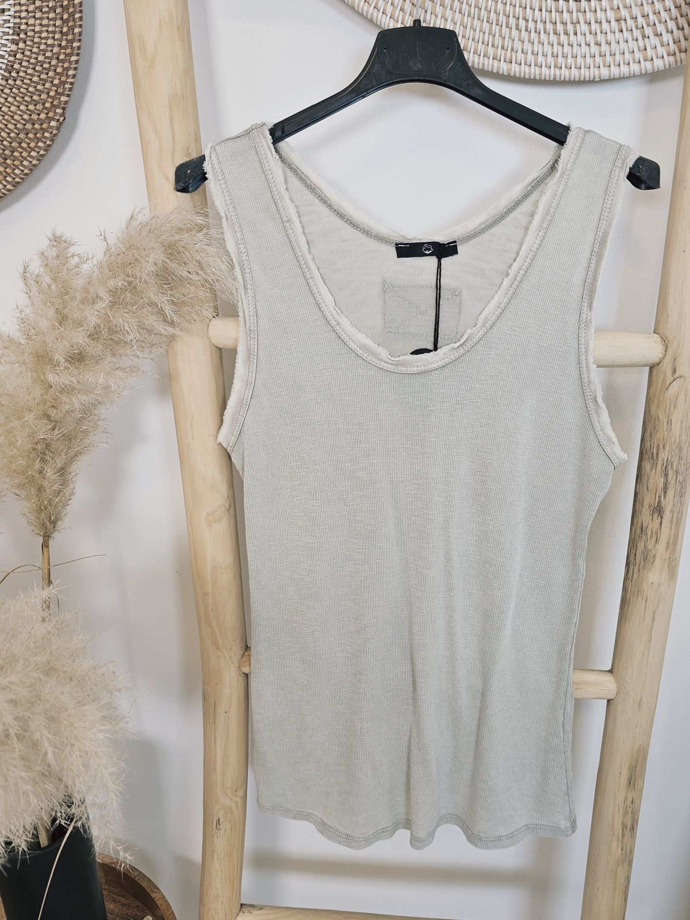 BASIC TOP LULU BEIGE 34-40 Made in Italy Shirt Oberteil Baumwolle