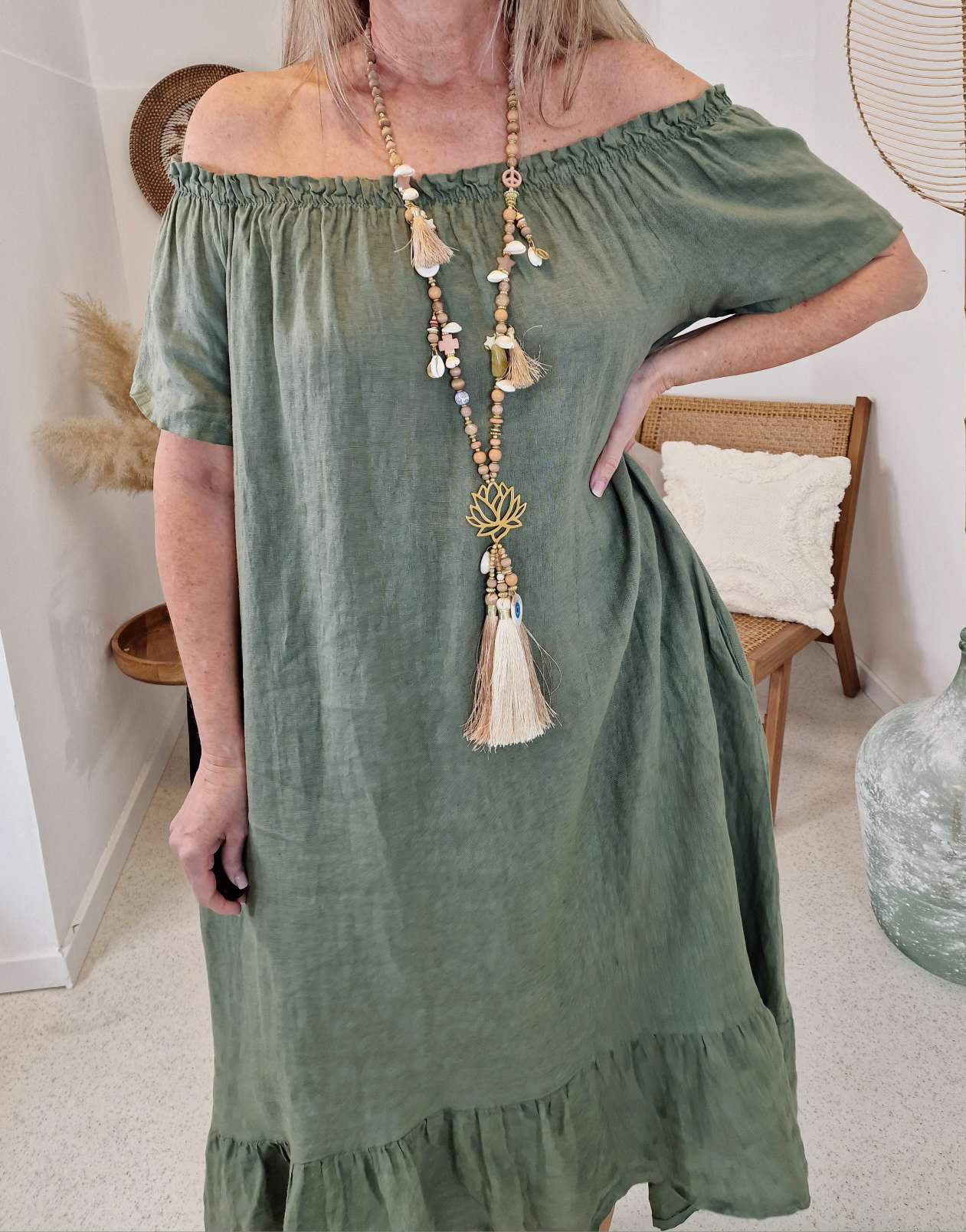 LINEN TUNIKA DRESS LUISE KHAKI 34-42 Made in Italy Leinen Kleid Leinenkleid Linendress LINEN TUNIKA DRESS LUISE KHAKI 34-42 Made in Italy Leinen Kleid Leinenkleid Linendress