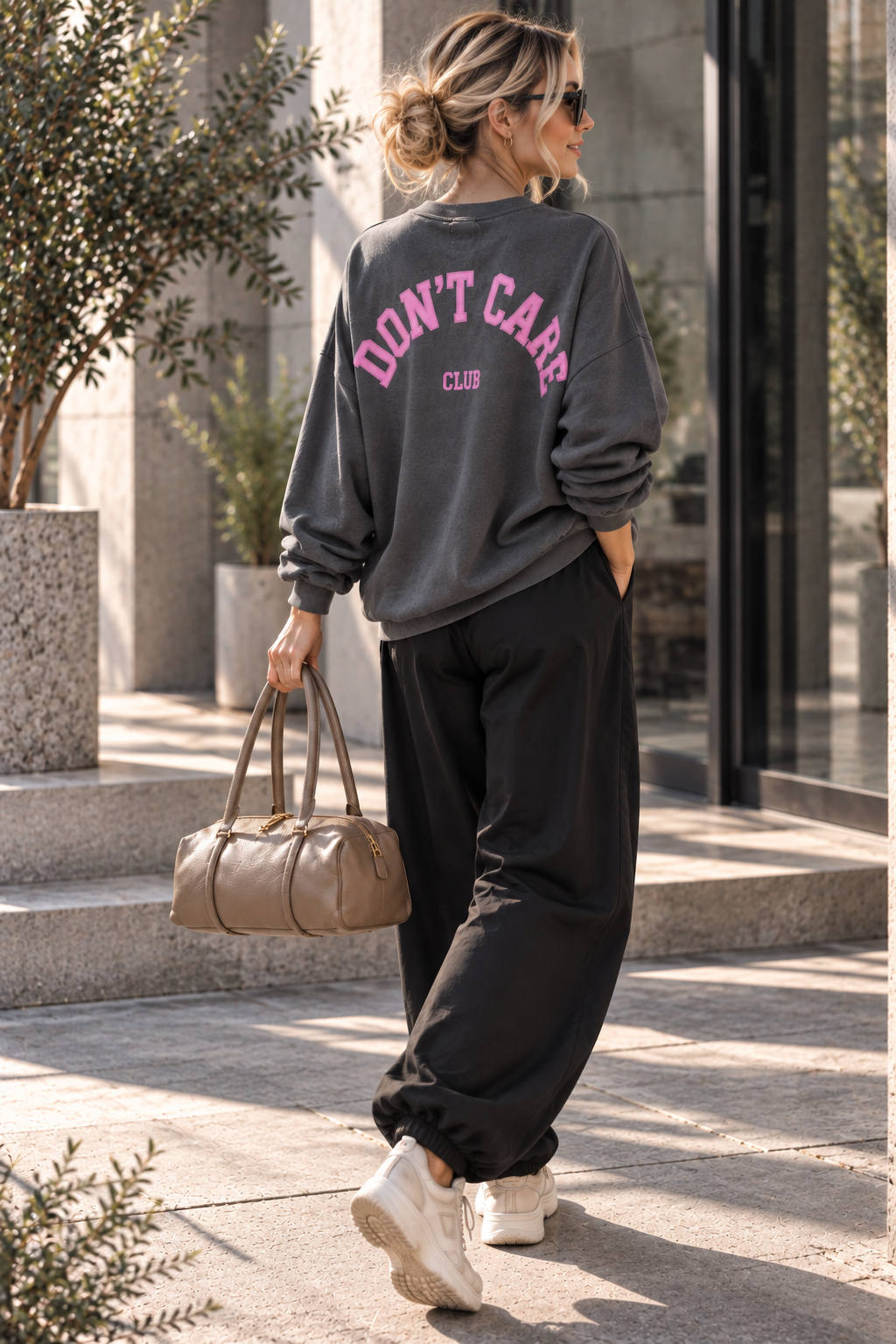 GRAU Oversize Sweatshirt „DON’T CARE CLUB“ – SW0125 I 34-42/44 I Made in Italy
