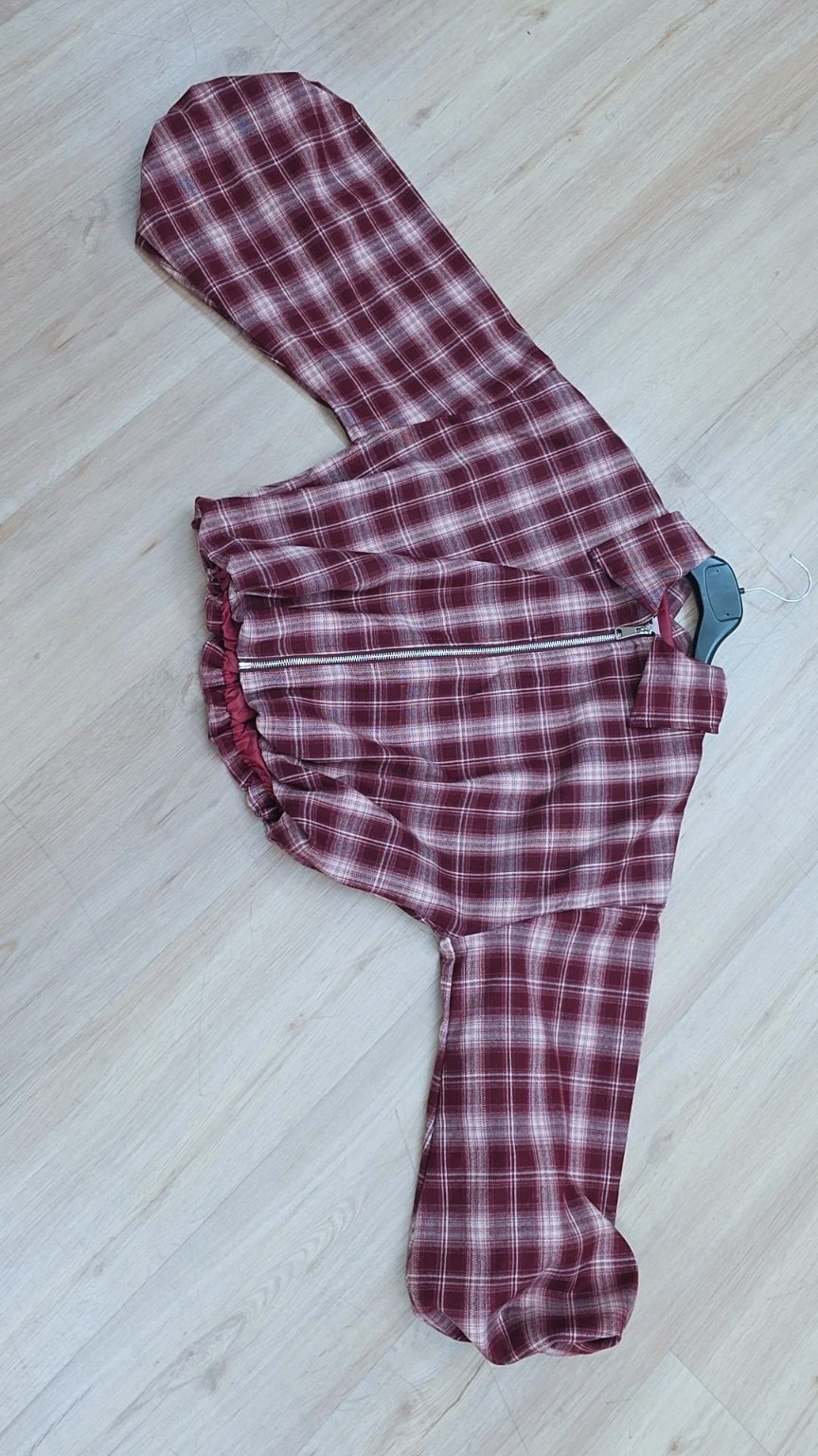 Flanell-Karojacke mit Ballonärmeln I J0133 I 34-44 I Made in Italy