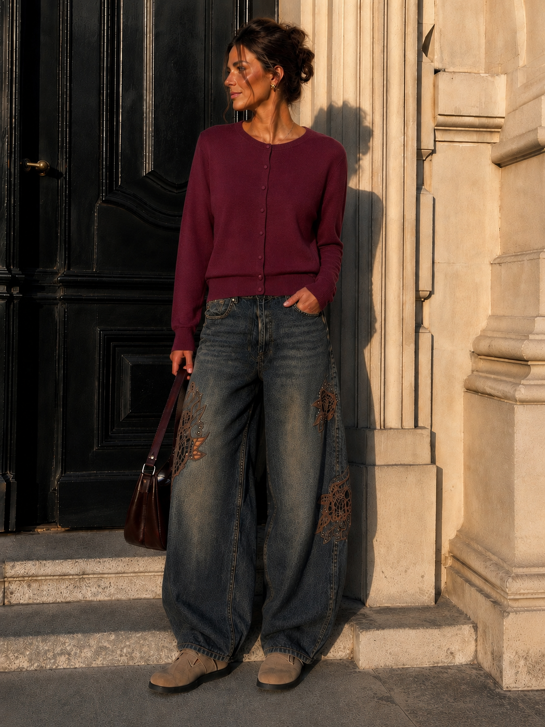 Strickjacke Odina – softer Basic Cardigan mit stoffbezogenen Knöpfen Made in Italy 34-40/42