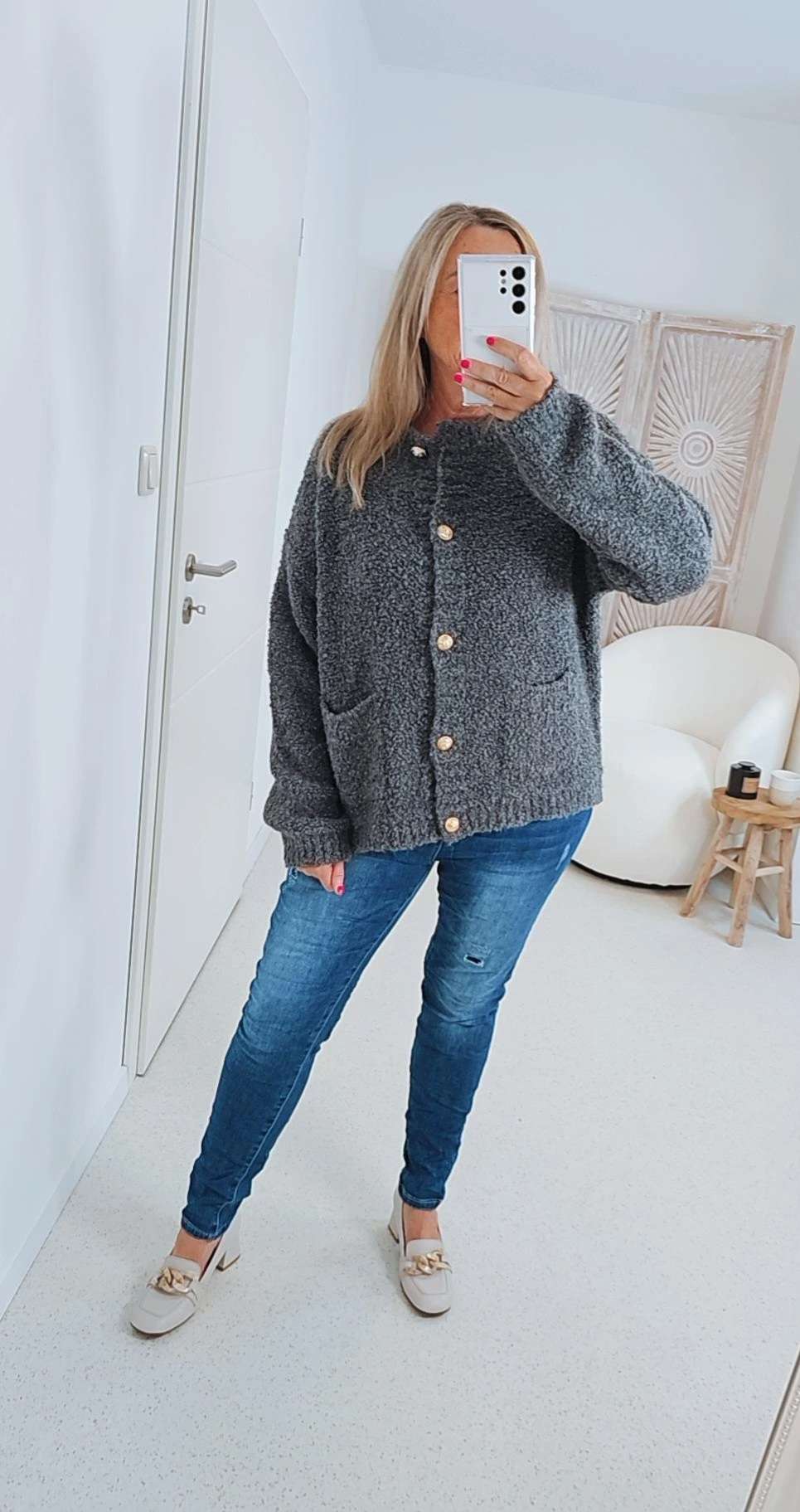 STRICKJACKE BOUCLE MURPHY Made in Italy 36-42 Cardigan Pullover Knit Sweater STRICKJACKE BOUCLE MURPHY Made in Italy 36-42 Cardigan Pullover Knit Sweater