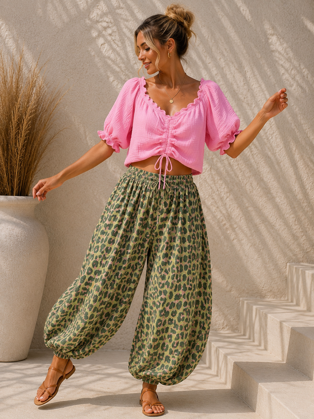 Bluse Cropped Musselin Savanna UNI Made in Italy 34-40/42