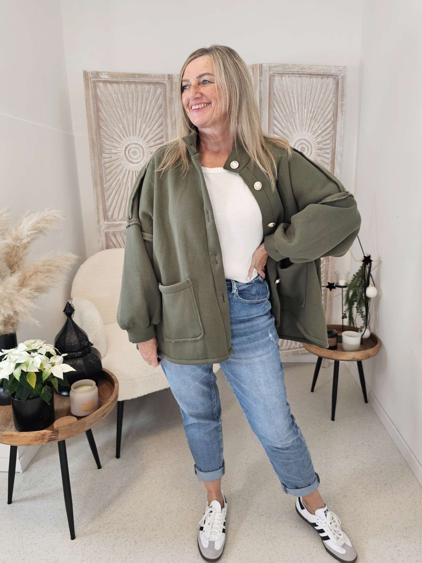 OVERSIZE SWEATSHIRT JACKE VERONA Made in Italy 34-46 Sweatshirtjacke OVERSIZE SWEATSHIRT JACKE VERONA Made in Italy 34-46 Sweatshirtjacke