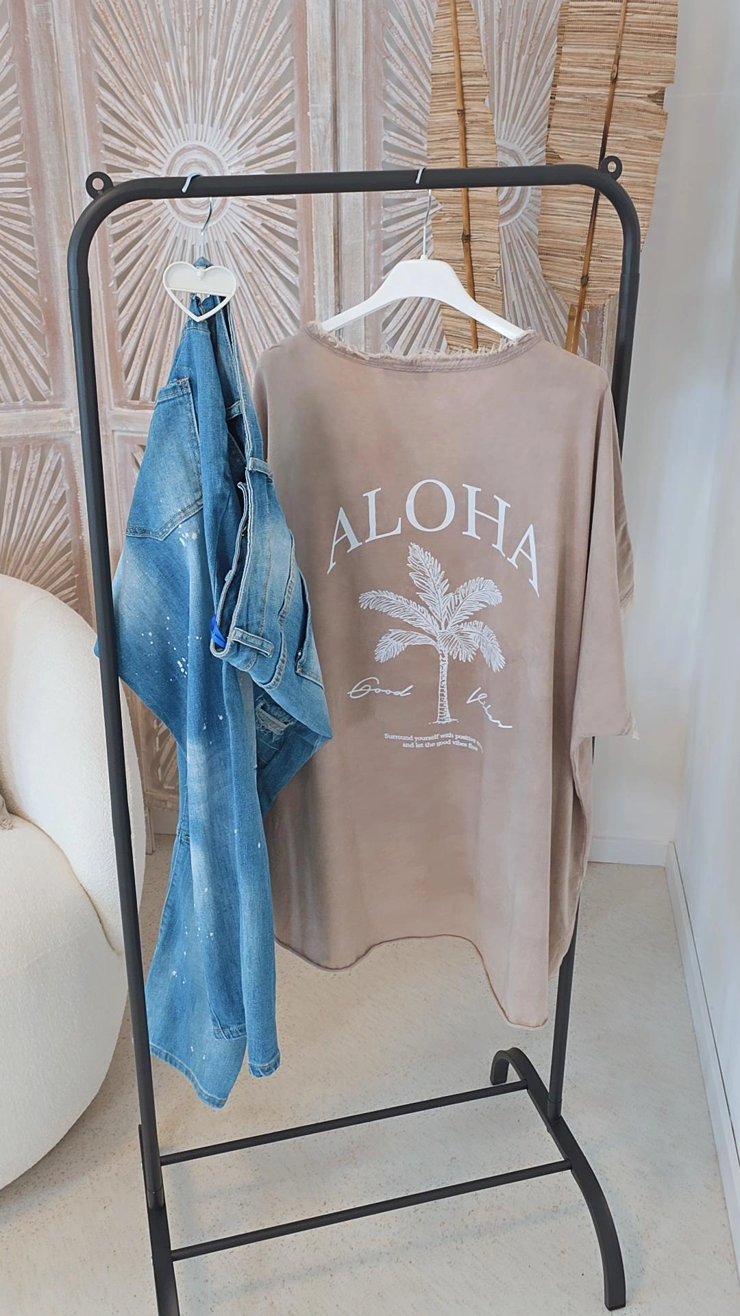 BASIC SHIRT ALOHA PALMS STONEWASHED VOKUHILA Made in Italy 34-44/46