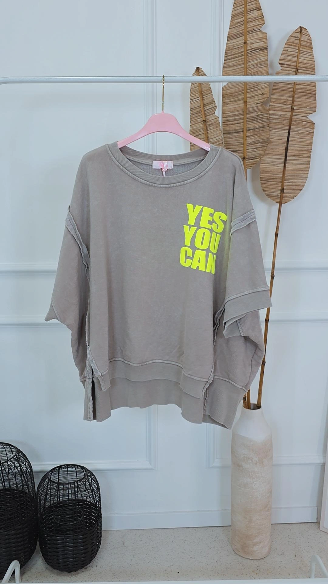 OVERSIZE SWEATER ZENZI YES YOU CAN Made in Italy 34-44/46 Kurzarm Sweatshirt