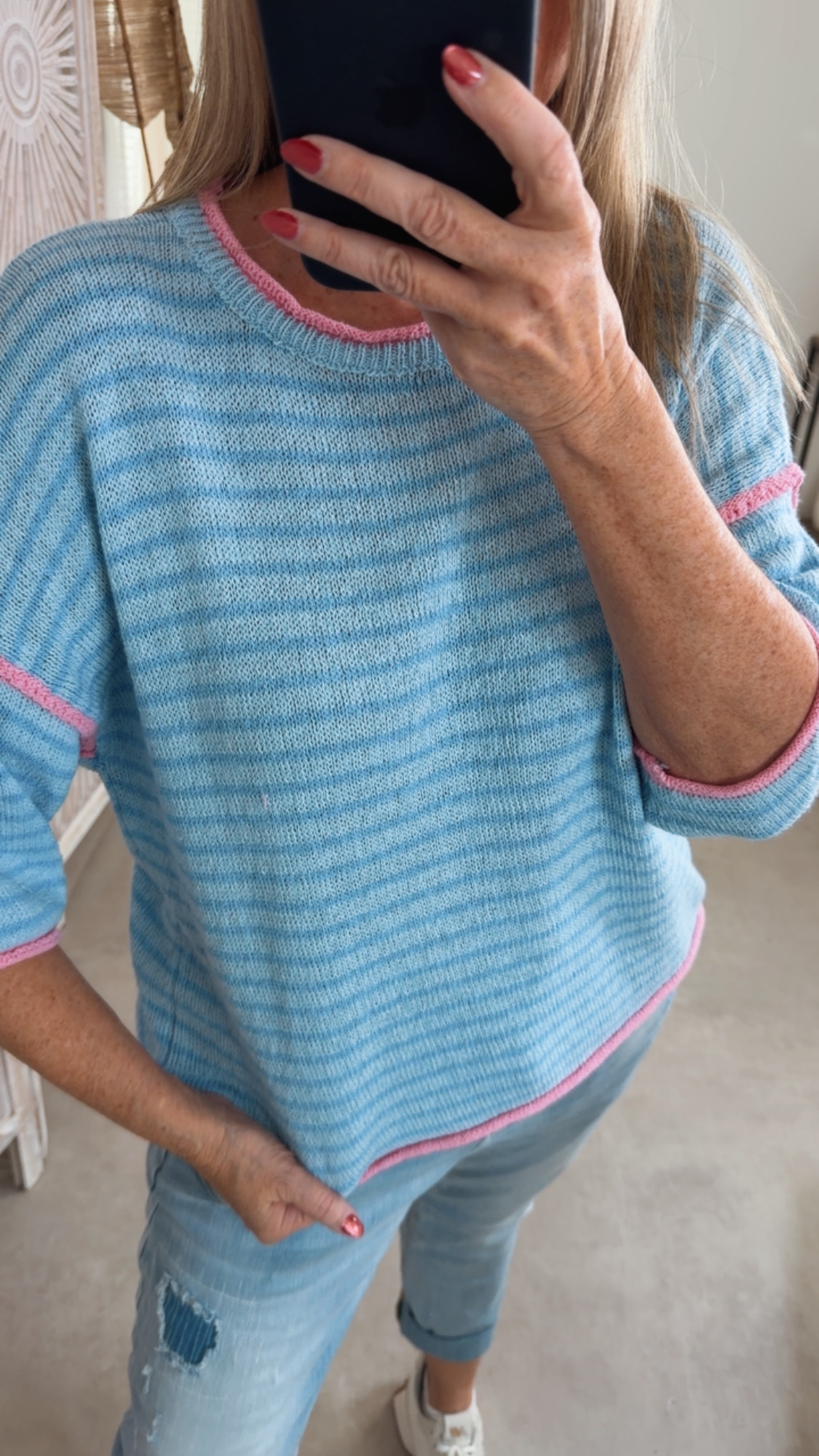 Strickshirt Salo Stripes Made in Italy 34-42 Kurzarm Pullover