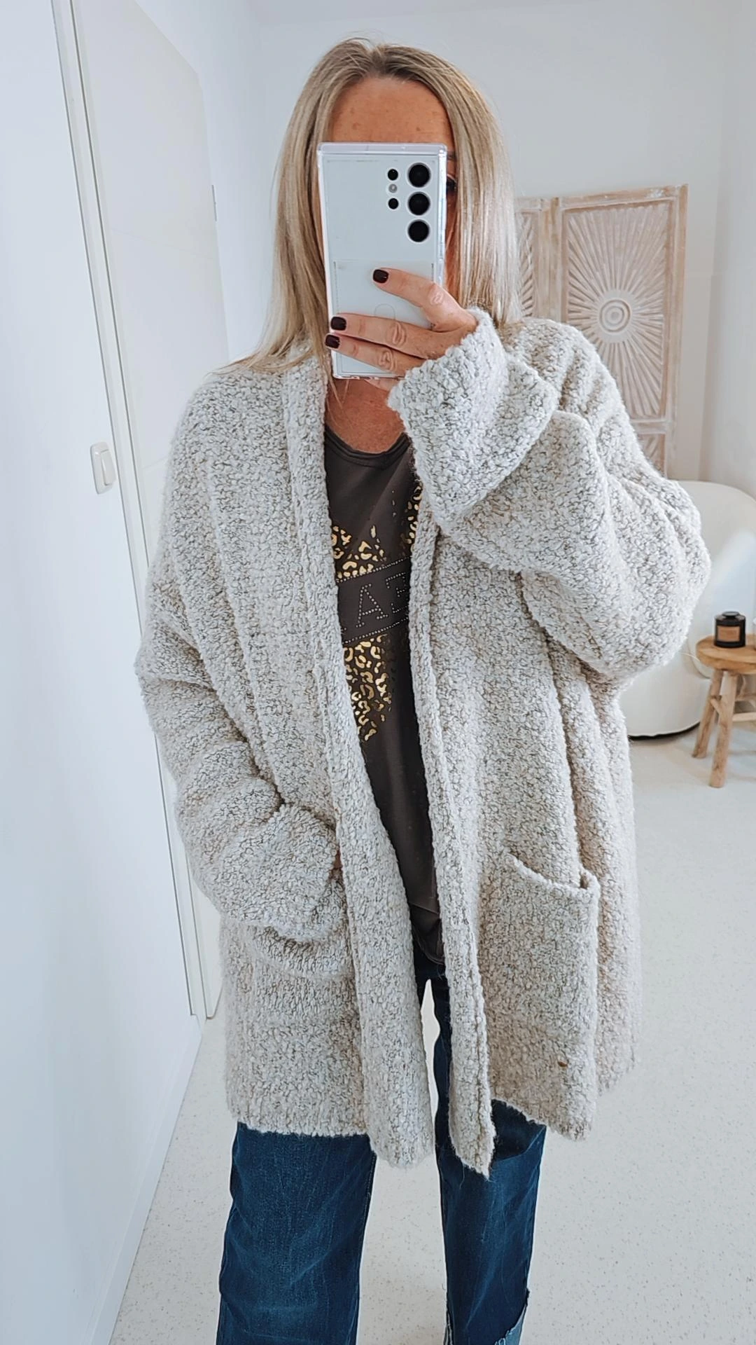 BOUCLE KNIT CARDIGAN MIRIAM SHORT 34-42 Made in Italy kurze Strick Jacke Oversize BOUCLE KNIT CARDIGAN MIRIAM SHORT 34-42 Made in Italy kurze Strick Jacke Oversize