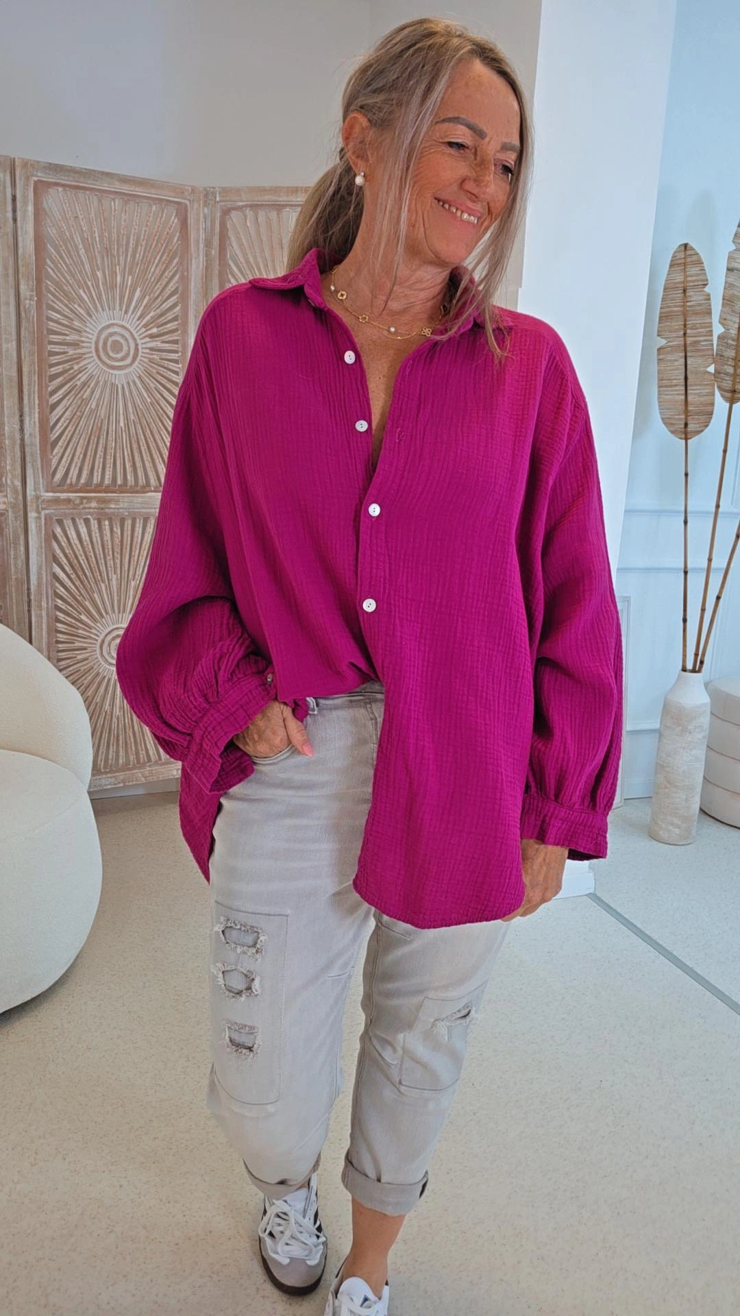 MUSSELIN BLUSE ROSALIE UNI Made in Italy 34-44