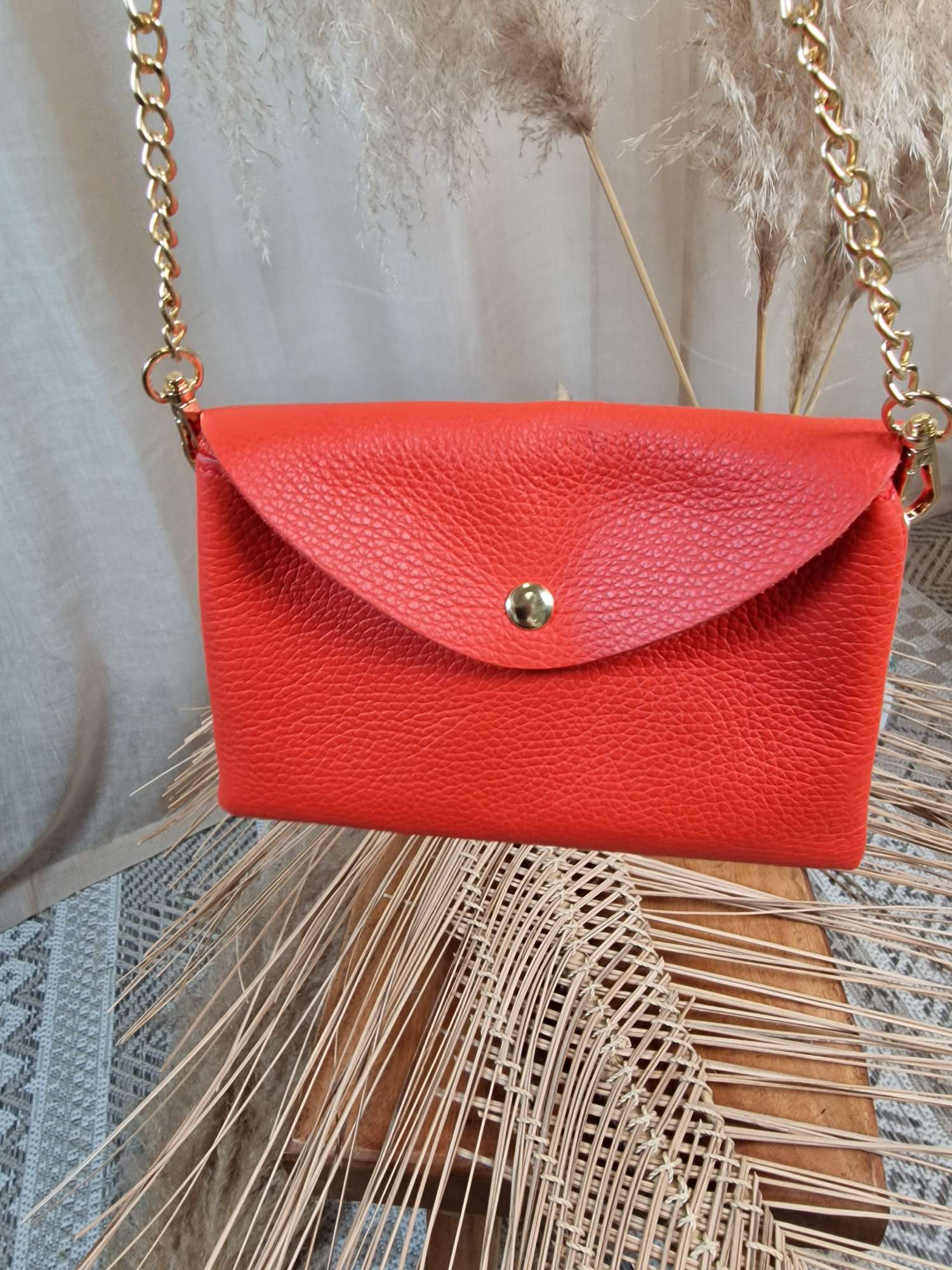 CROSSBODY HANDYTASCHE ROSIE KORALLE vera Pelle Made in Italy