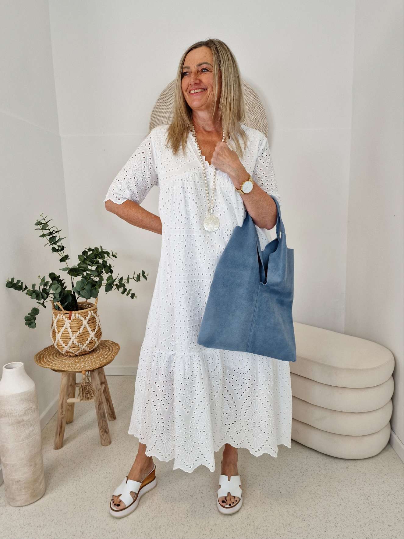 MAXI DRESS BIRGIT LOCHSTICKEREI WEISS 34-42 Made in Italy langes Kleid Sommerkleid Baumwolle MAXI DRESS BIRGIT LOCHSTICKEREI WEISS 34-42 Made in Italy langes Kleid Sommerkleid Baumwolle