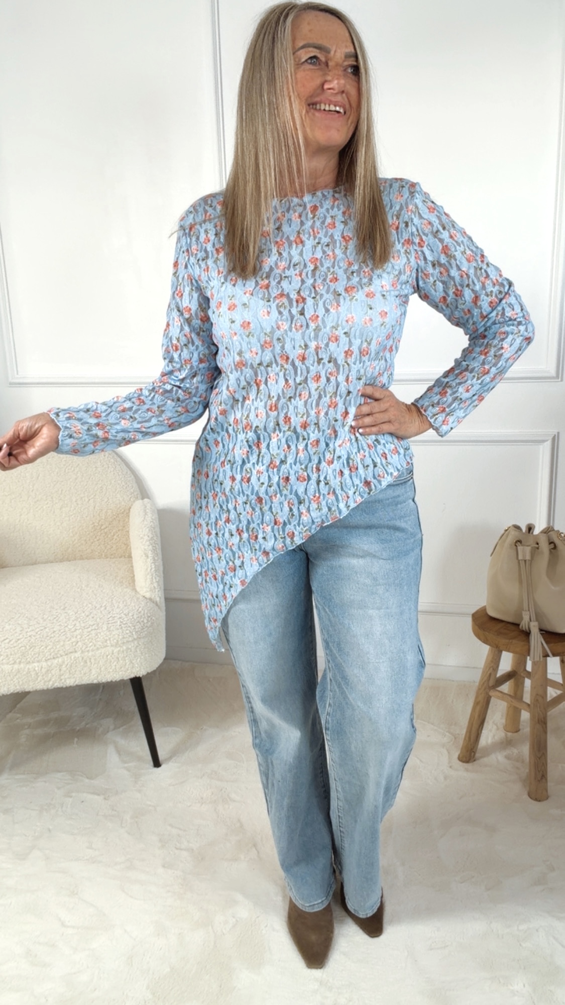 Spitzenshirt „Fiorina“  Made in Italy 34 - 42/44  Asymetrisch