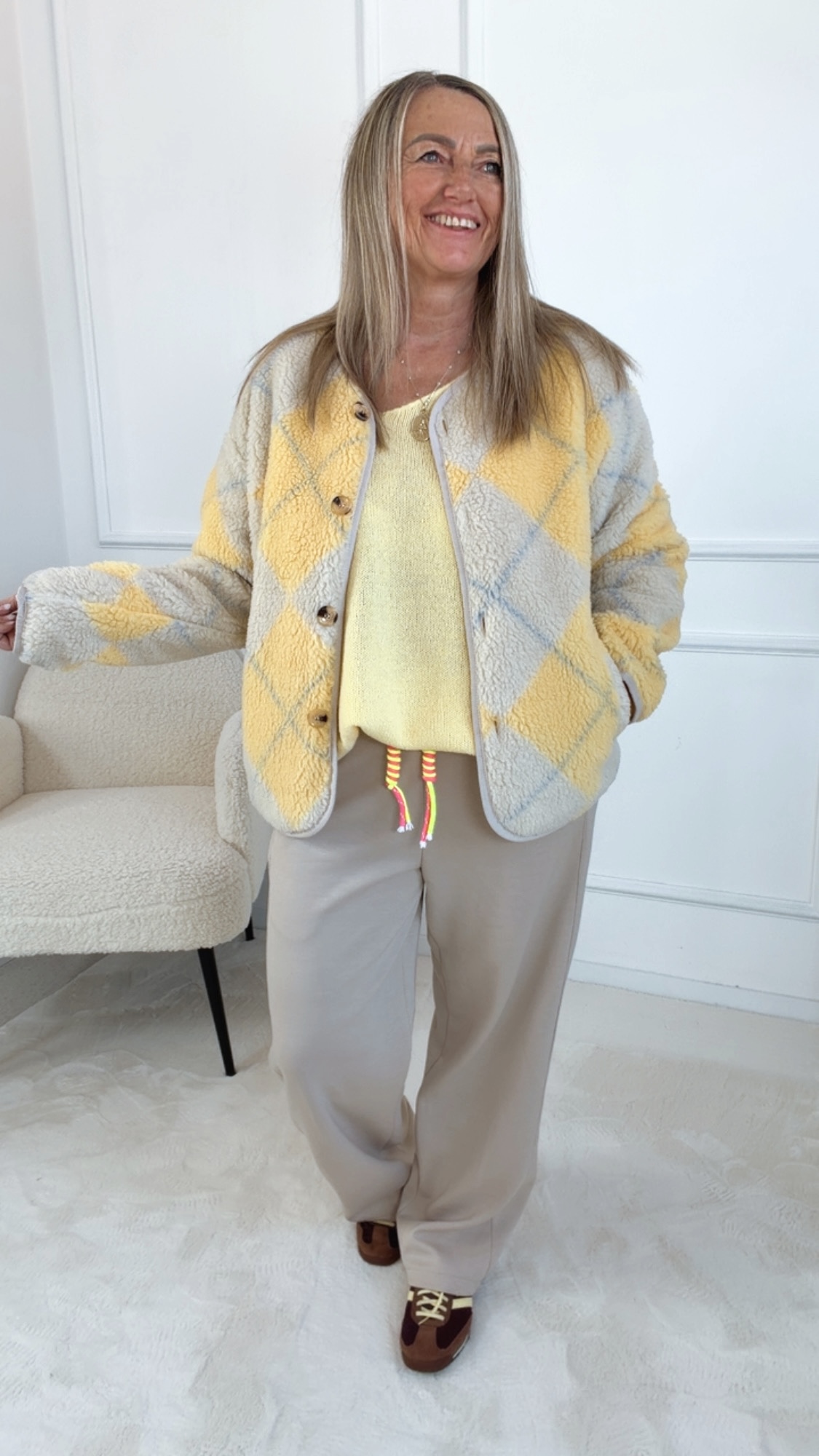 TEDDYJACKE NANNA RAUTENMUSTER 36 - 42 Made in Italy