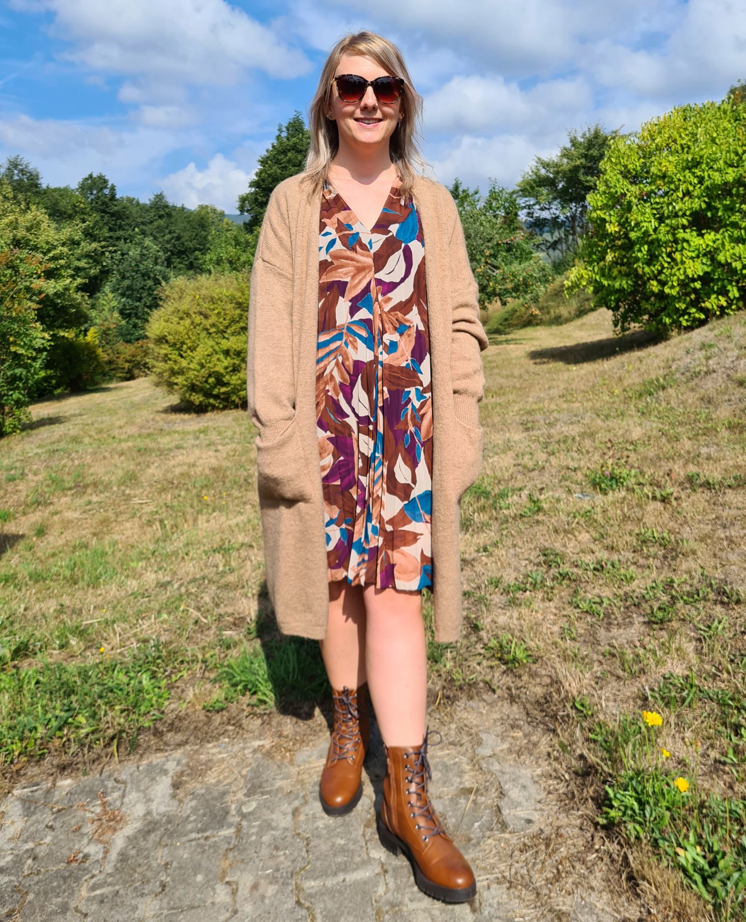 PLISSEE DRESS GINA LEAVES PETROL 36-42 Made in Italy Plissee Herbst Kleid PLISSEE DRESS GINA LEAVES PETROL 36-42 Made in Italy Plissee Herbst Kleid