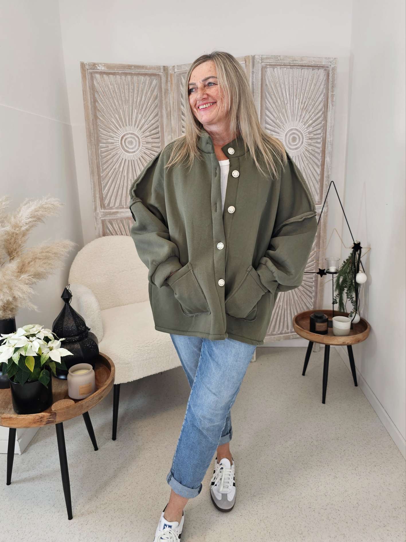 OVERSIZE SWEATSHIRT JACKE VERONA Made in Italy 34-46 Sweatshirtjacke OVERSIZE SWEATSHIRT JACKE VERONA Made in Italy 34-46 Sweatshirtjacke