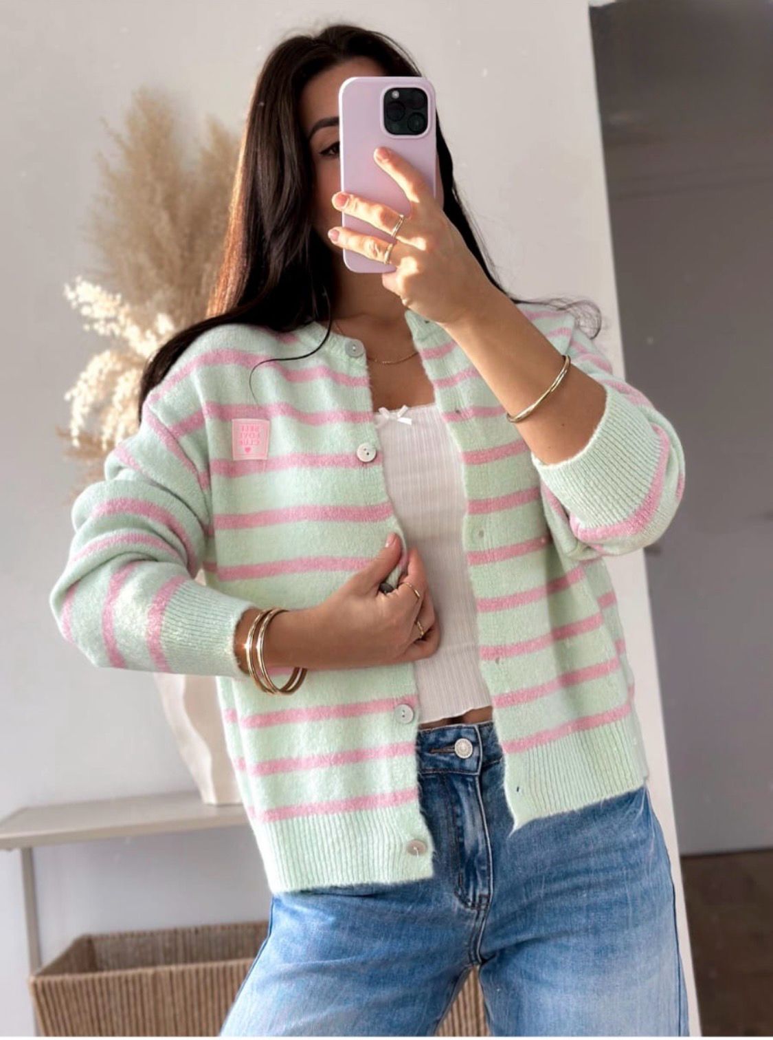 STRICKJACKE EDDA STREIFEN 34 - 42 Made in Italy