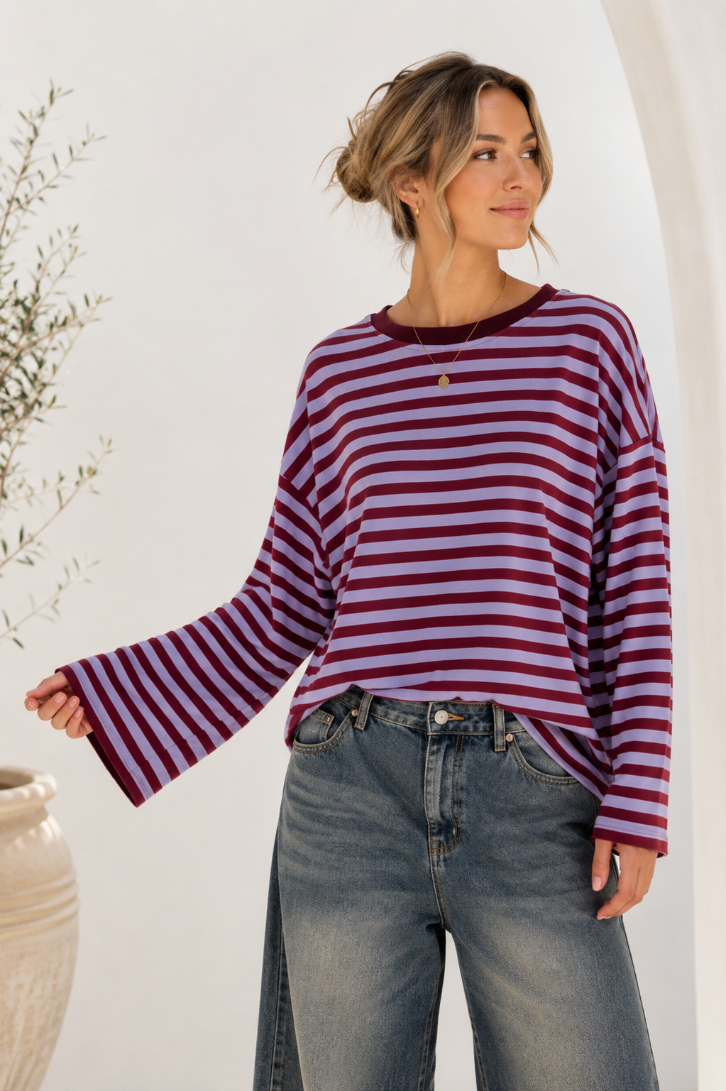 Shirt Langarm Ornella Stripes Made in Italy 34-42/44