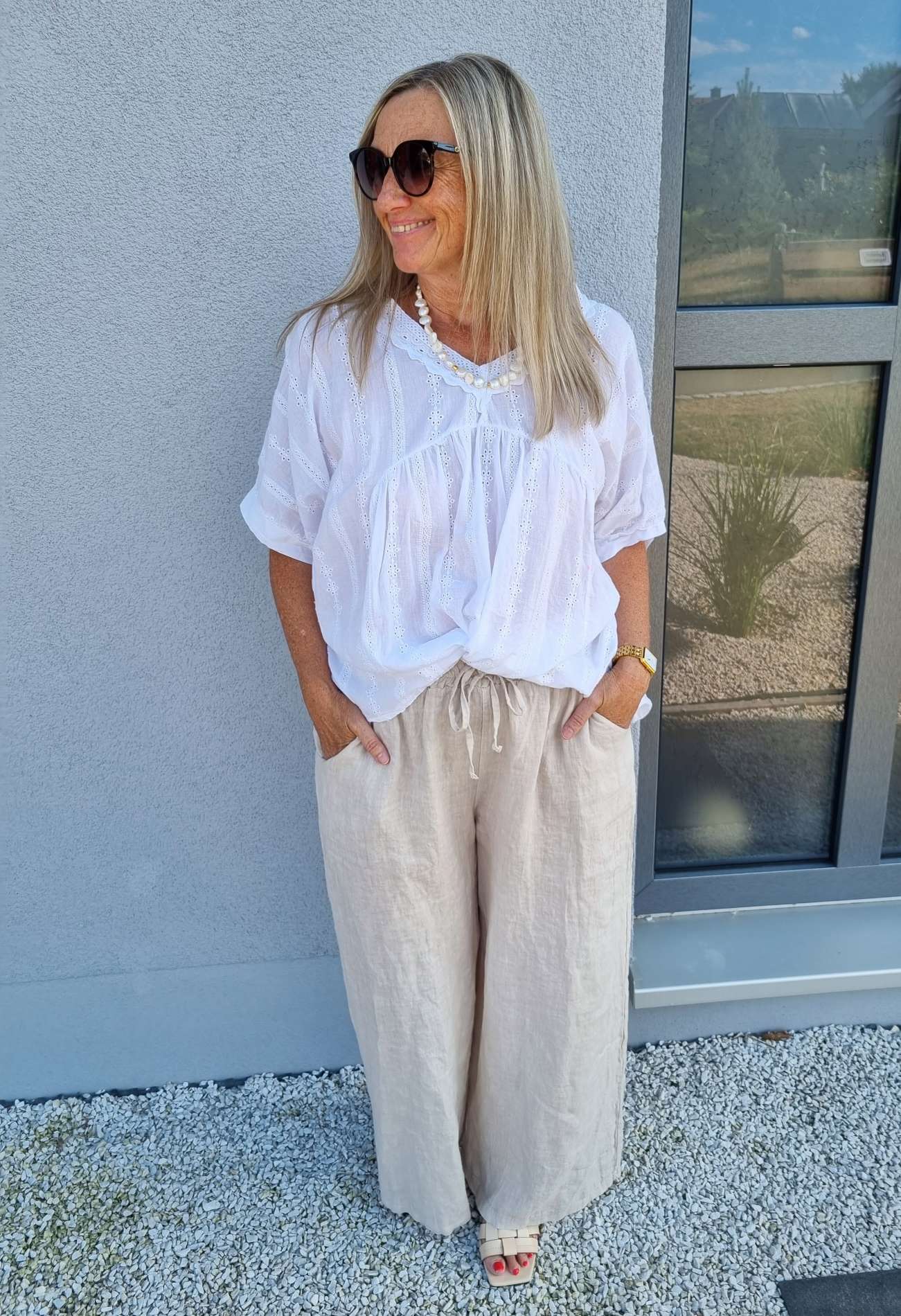 BLUSE TIANA WEISS 34-42 Made in Italy Oversize Tunika Shirt BLUSE TIANA WEISS 34-42 Made in Italy Oversize Tunika Shirt