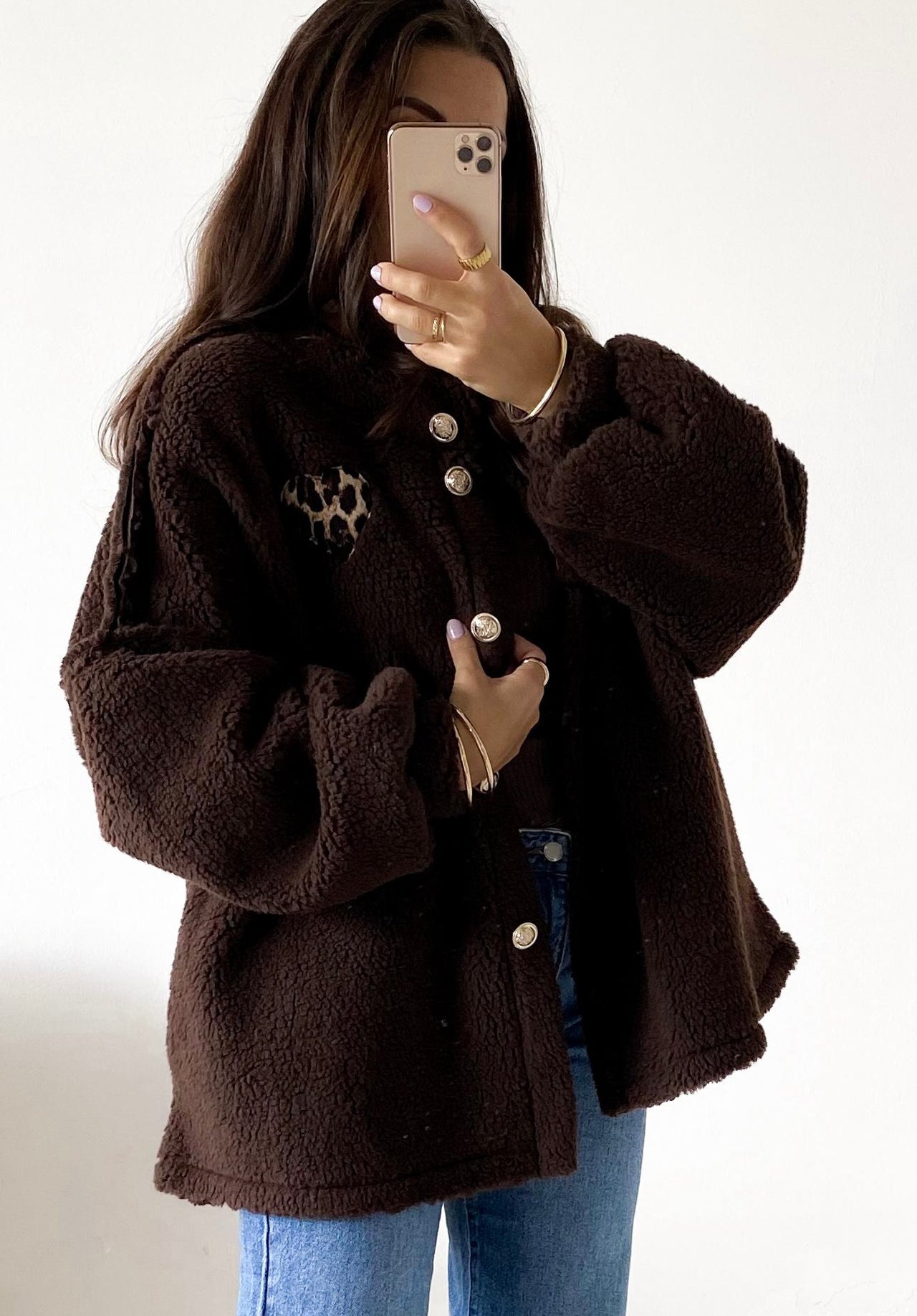 OVERSIZE TEDDY JACKE JANNIKA LEO HEART Made in Italy 36-44/46