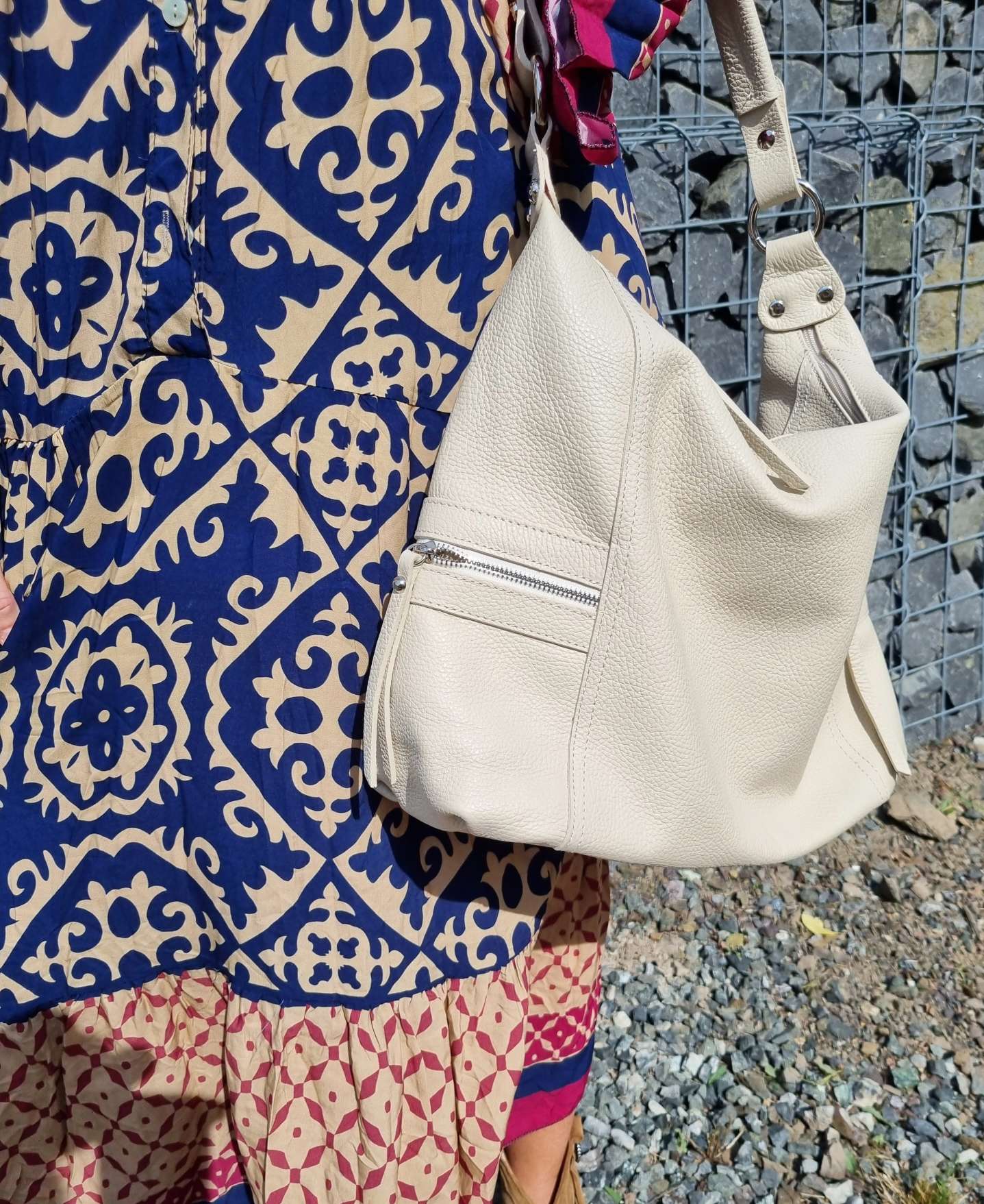 Edler LEDER SHOPPER ORNELA CREME Echt Ledertasche Shoppingbag Made in Italy Edler LEDER SHOPPER ORNELA CREME Echt Ledertasche Shoppingbag Made in Italy