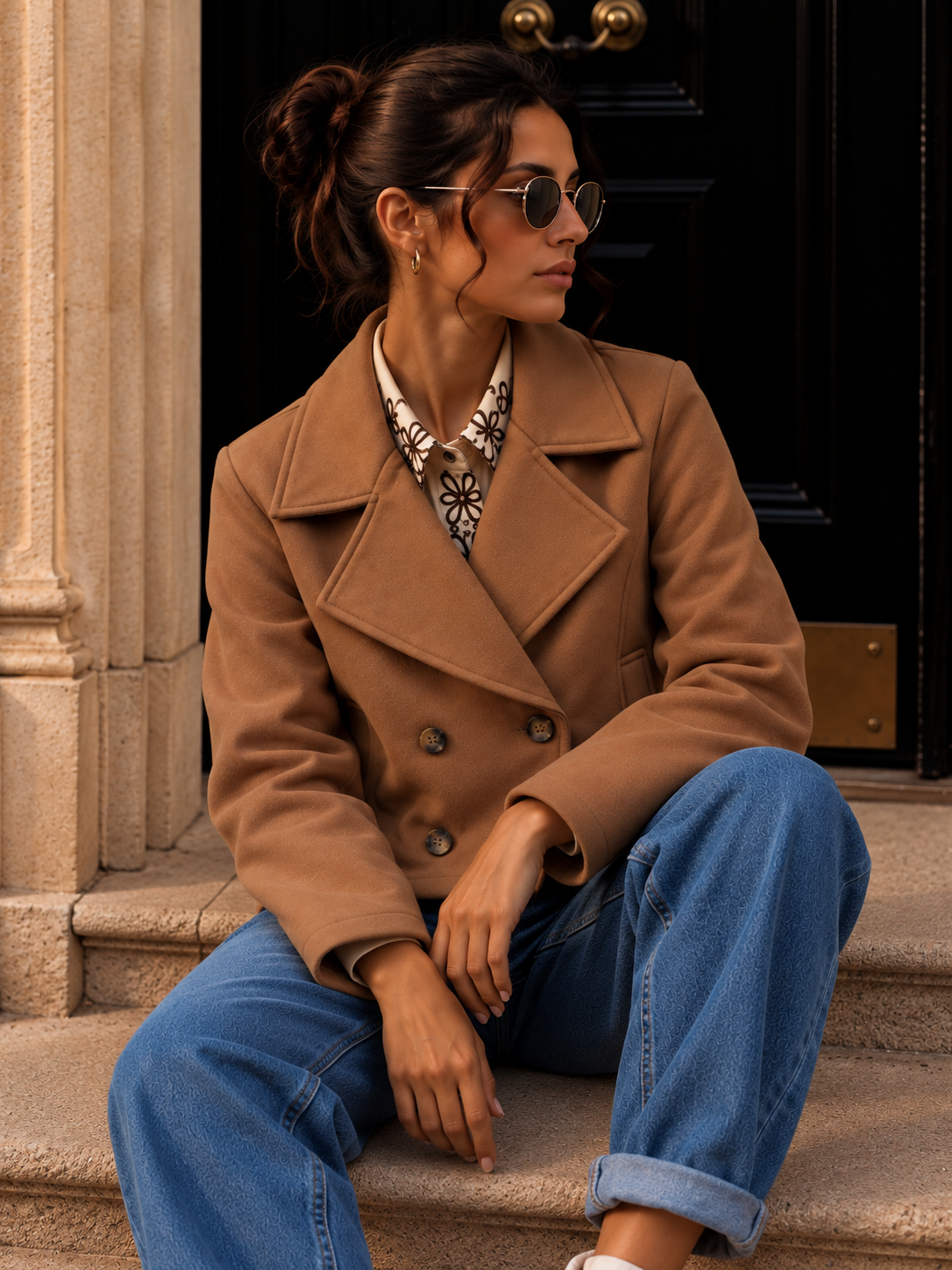 Jacke Veloursleder-Optik CAMEL I J0041 I Made in Italy 34-42