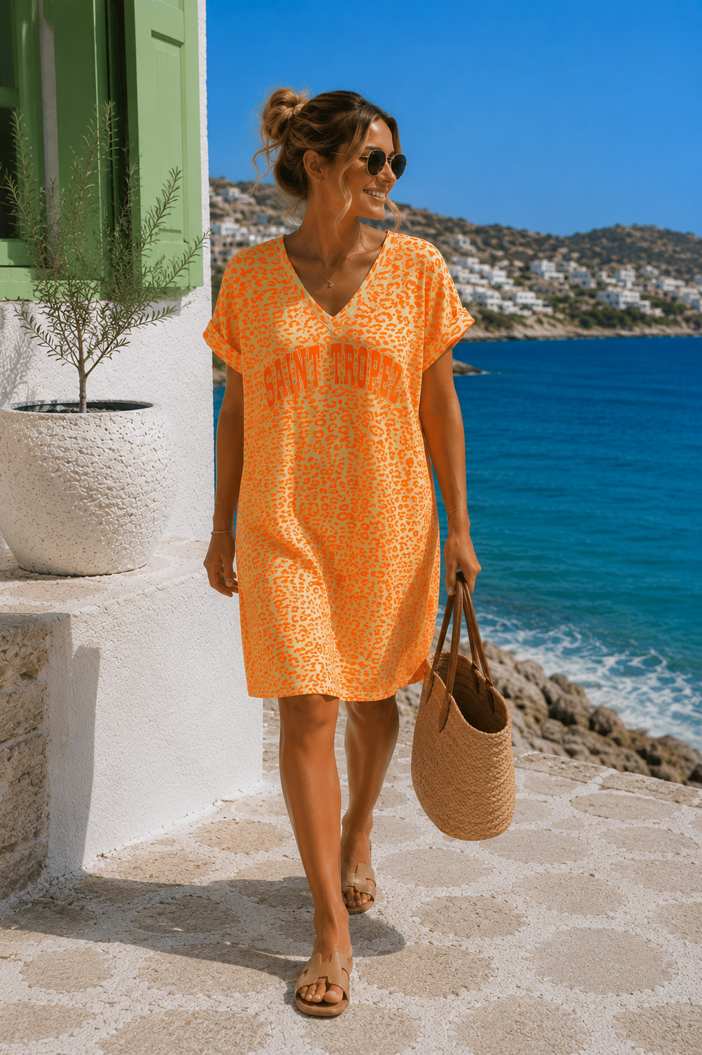 Leo-T-Shirt-Kleid Safiya Saint Tropez Made in Italy 34-42/44