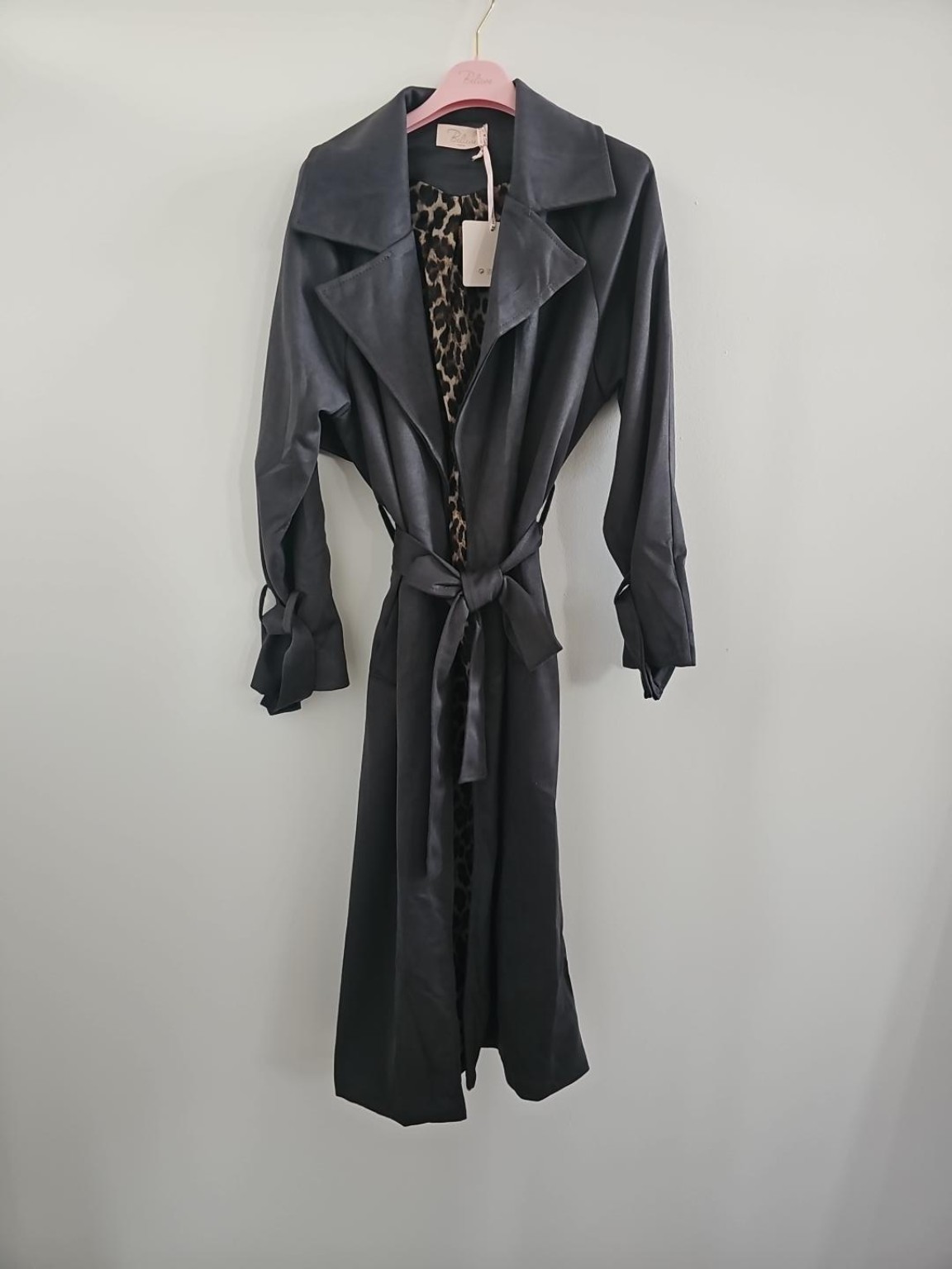 Tansania – Trenchcoat Mantel in Velourleder-Optik mit Leo-Futter | Made in Italy