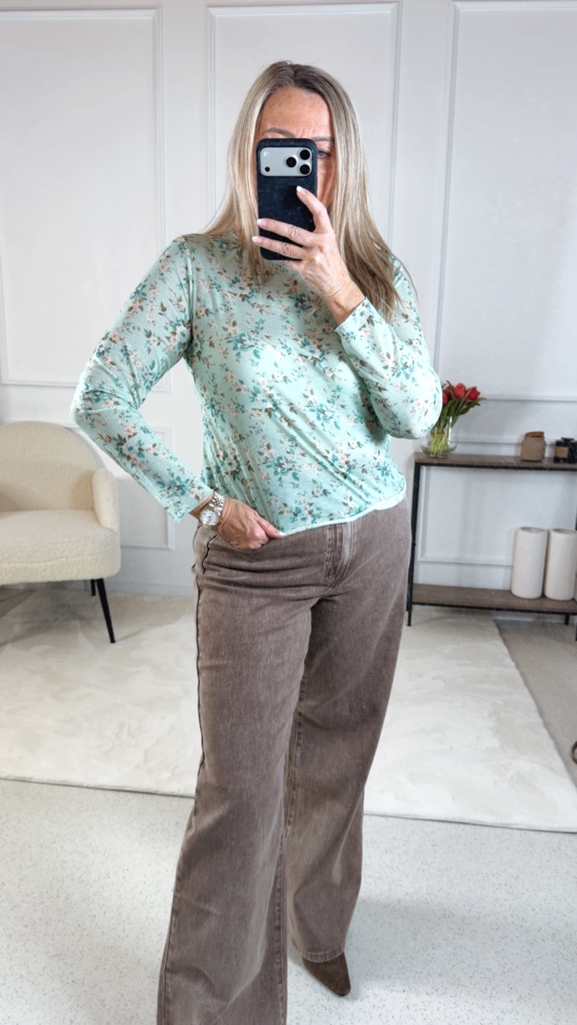 SHIRT LANGARM BLUMEN COLIN Made in Italy 34 - 38