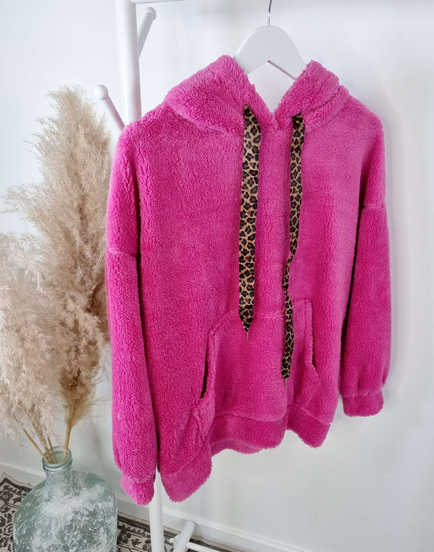 HOODIE ROSIE TEDDY PINK Sweater Kapuze Made in Italy 34-42 Longsleeve Pullover LEO versch. Farben HOODIE ROSIE TEDDY PINK Sweater Kapuze Made in Italy 34-42 Longsleeve Pullover LEO versch. Farben