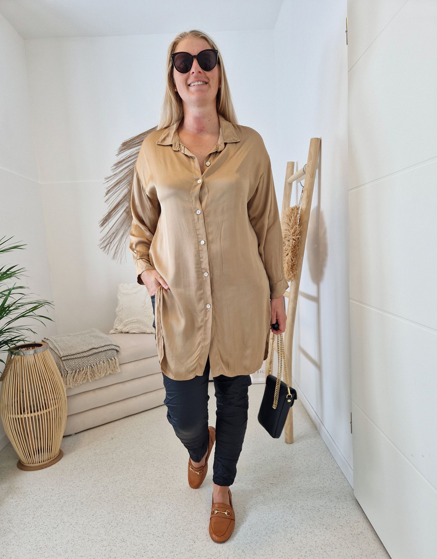 OVERSIZE BLUSE BIANCA CAMEL 34-42 Made in Italy Longbluse Hemd OVERSIZE BLUSE BIANCA CAMEL 34-42 Made in Italy Longbluse Hemd