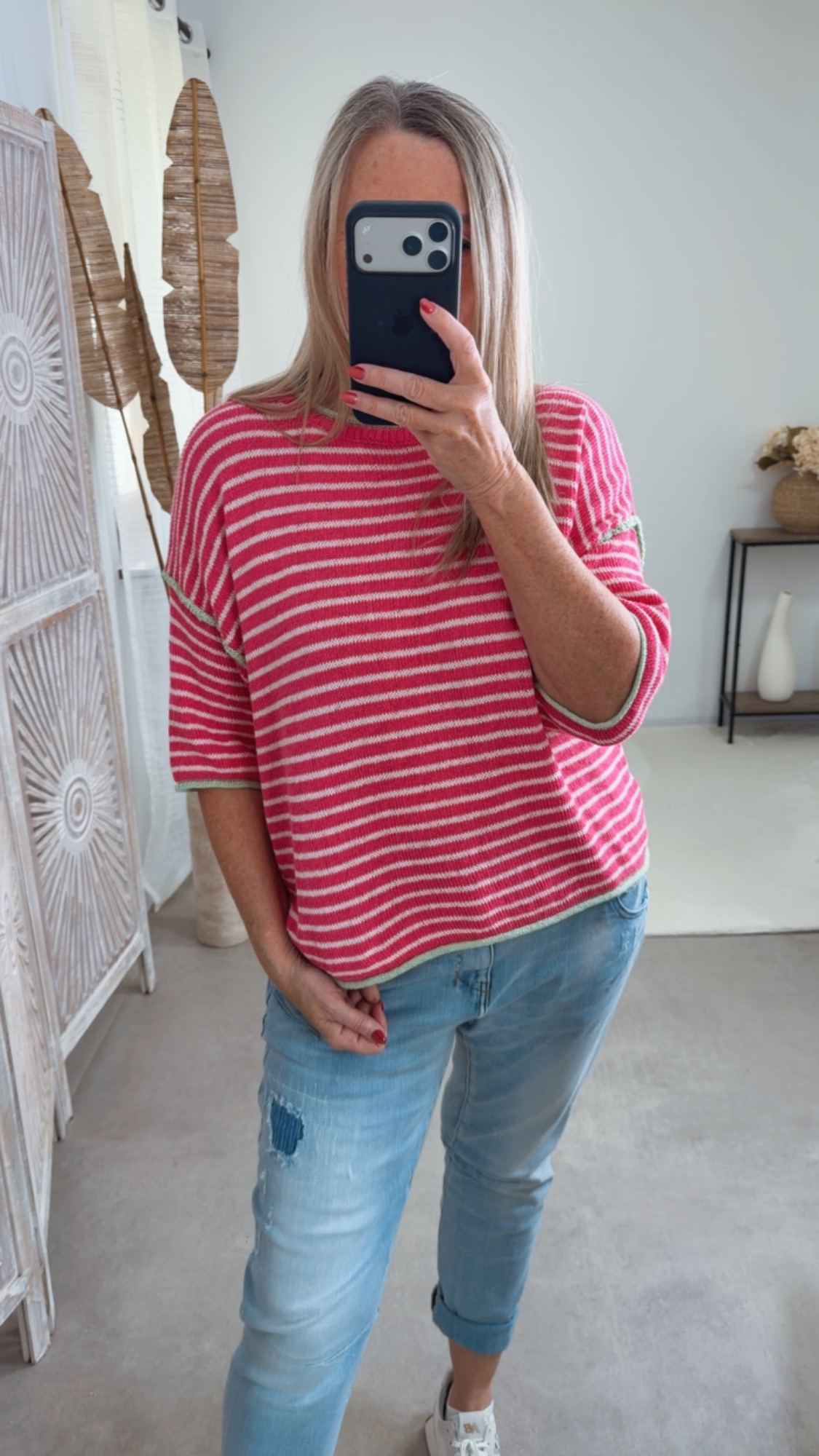 Strickshirt Salo Stripes Made in Italy 34-42 Kurzarm Pullover