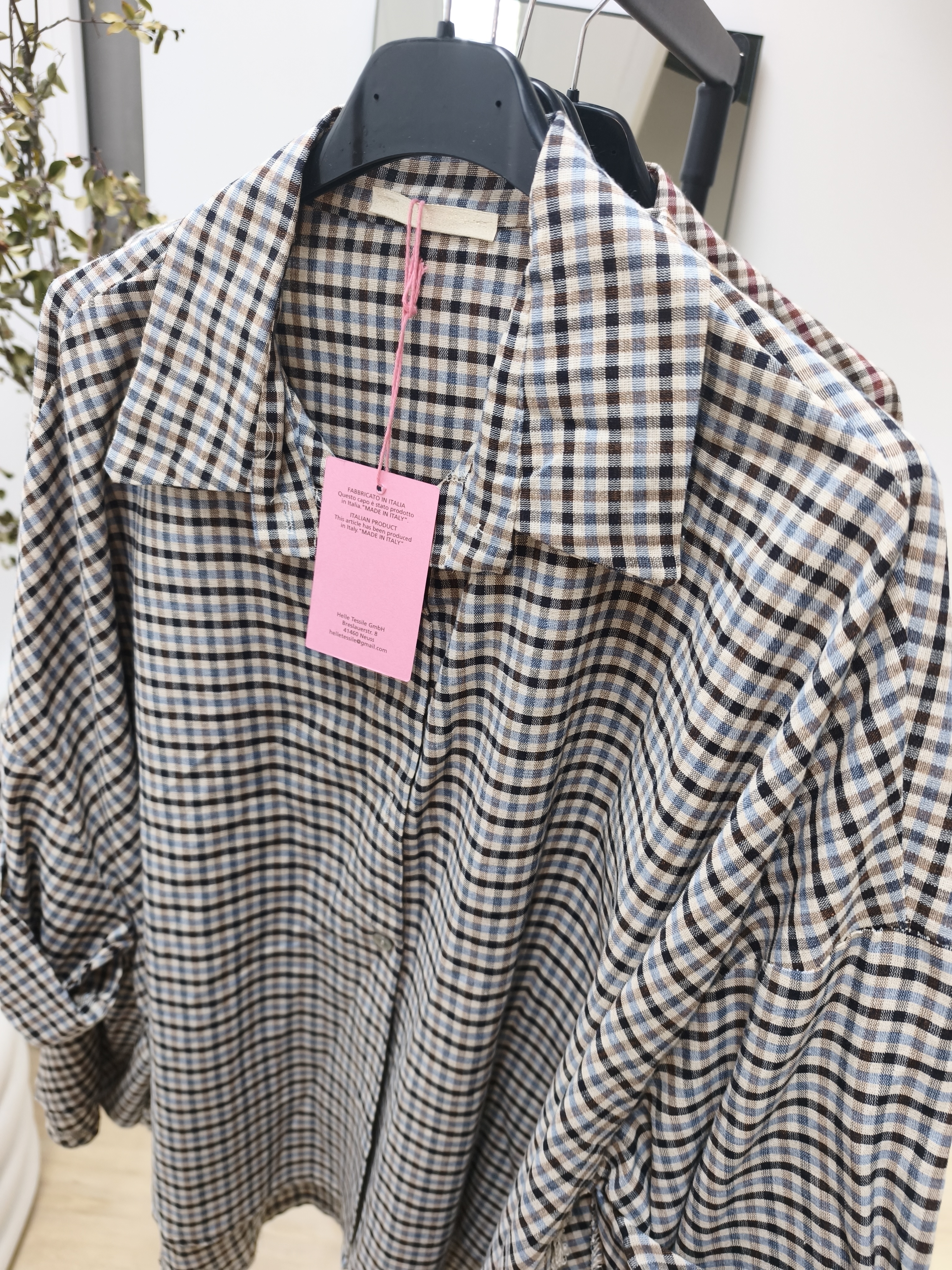 Karo-Bluse – lässiger Oversize-Look I BL0134 I 34-42 I Made in Italy