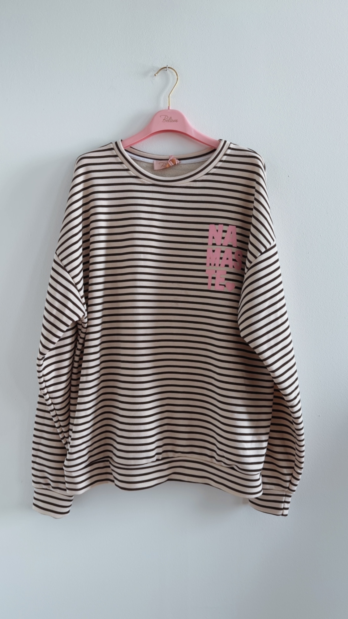 Sweatshirt – Sweater No. SW013 | Streifenlook | Oversize | Made in Italy | passend bis Gr. 42/44