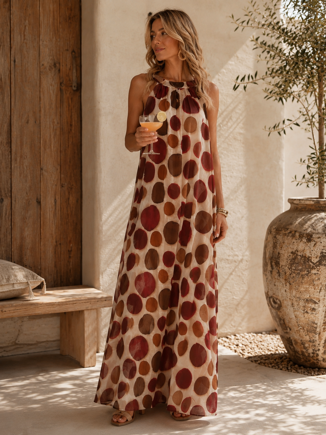 Polka Dots Kleid Zakynthos – Made in Italy | Passend bis zu einer guten Größe 42