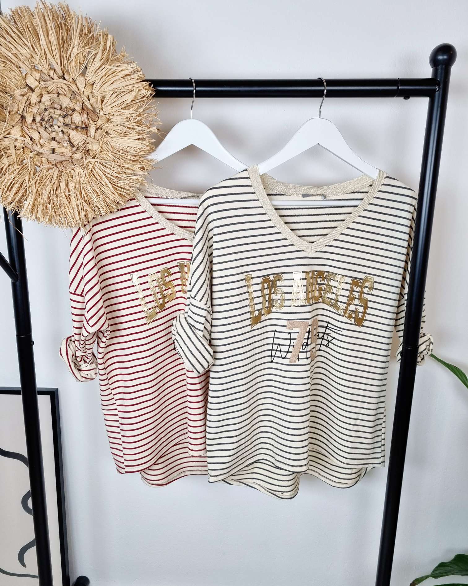 BASIC SHIRT LOS ANGELES STRIPES GLAMOUR ANTHRAZIT Streifen Longsleeve 34-42 Made in Italy Anthrazit BASIC SHIRT LOS ANGELES STRIPES GLAMOUR ANTHRAZIT Streifen Longsleeve 34-42 Made in Italy Anthrazit