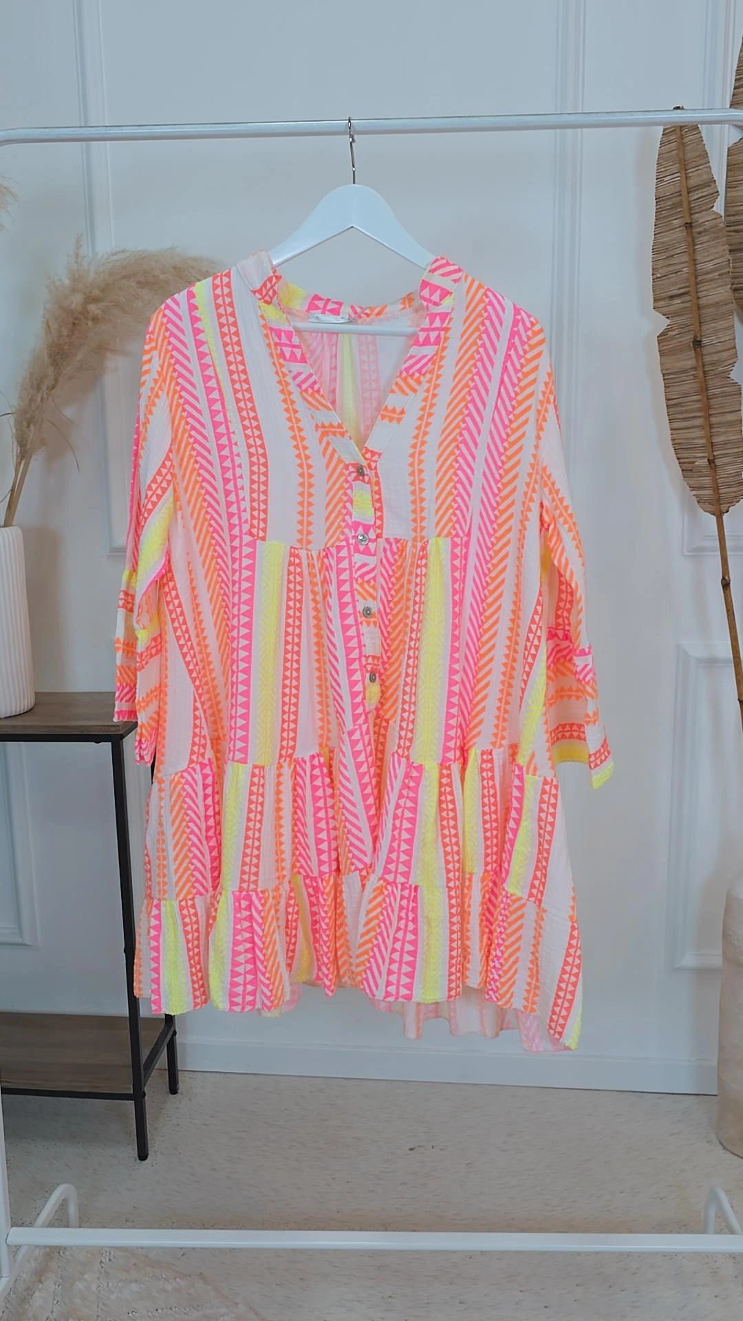 MUSSELIN KLEID DANIELLE AZTEK kurz Made in Italy 34 - 44 Summer Dress Tunika