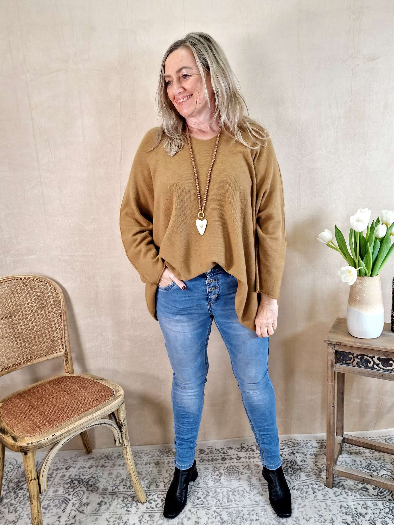 LIGHT KNIT SWEATER MARION CAMEL 34-42/44 Made in Italy Strickpullover Longsleeve LIGHT KNIT SWEATER MARION CAMEL 34-42/44 Made in Italy Strickpullover Longsleeve